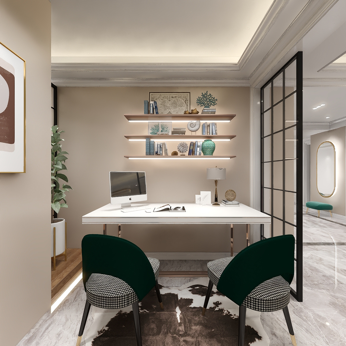 陈辉-内蒙-简美一层书房装修效果图第4张