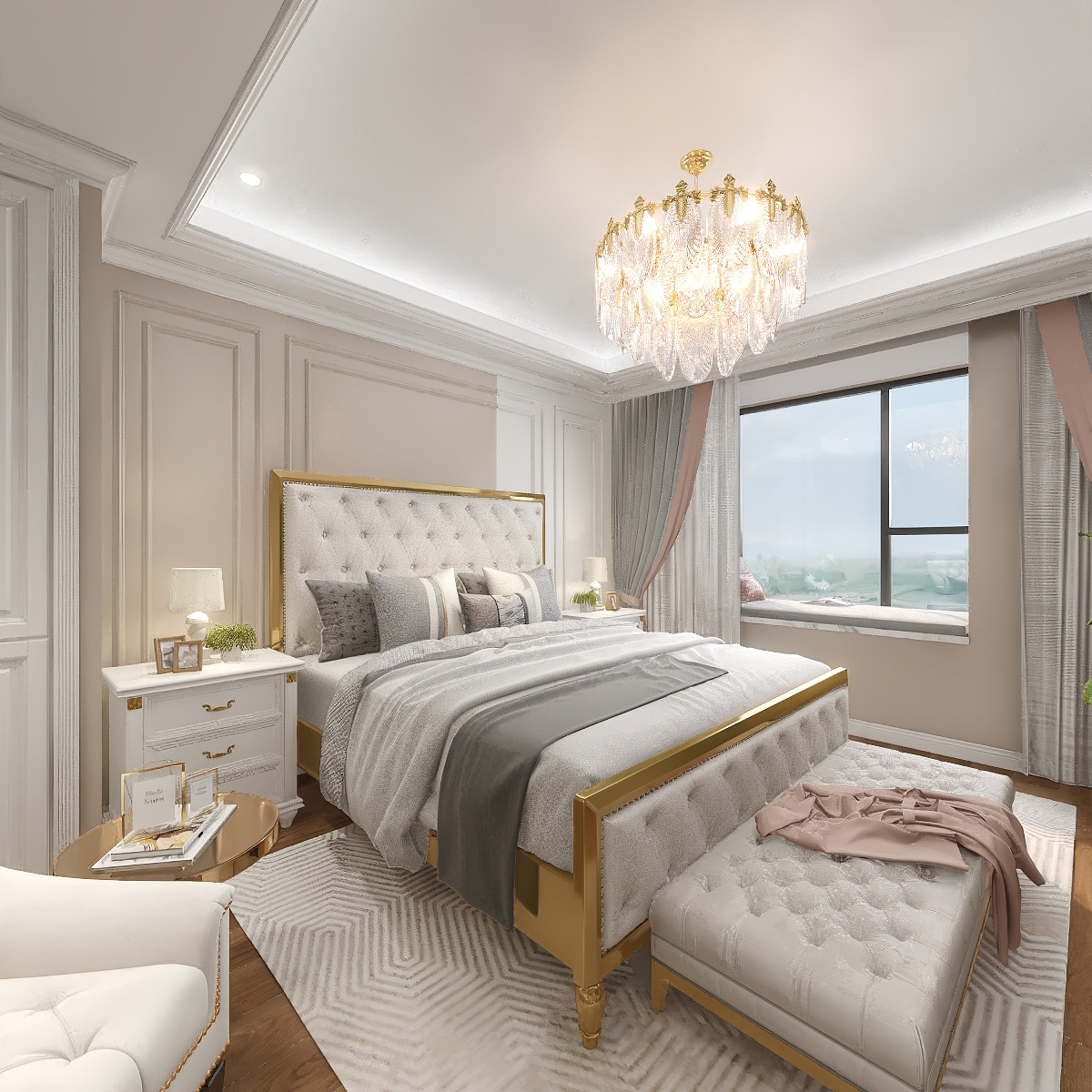 陈辉-内蒙-简美一层主卧装修效果图第4张