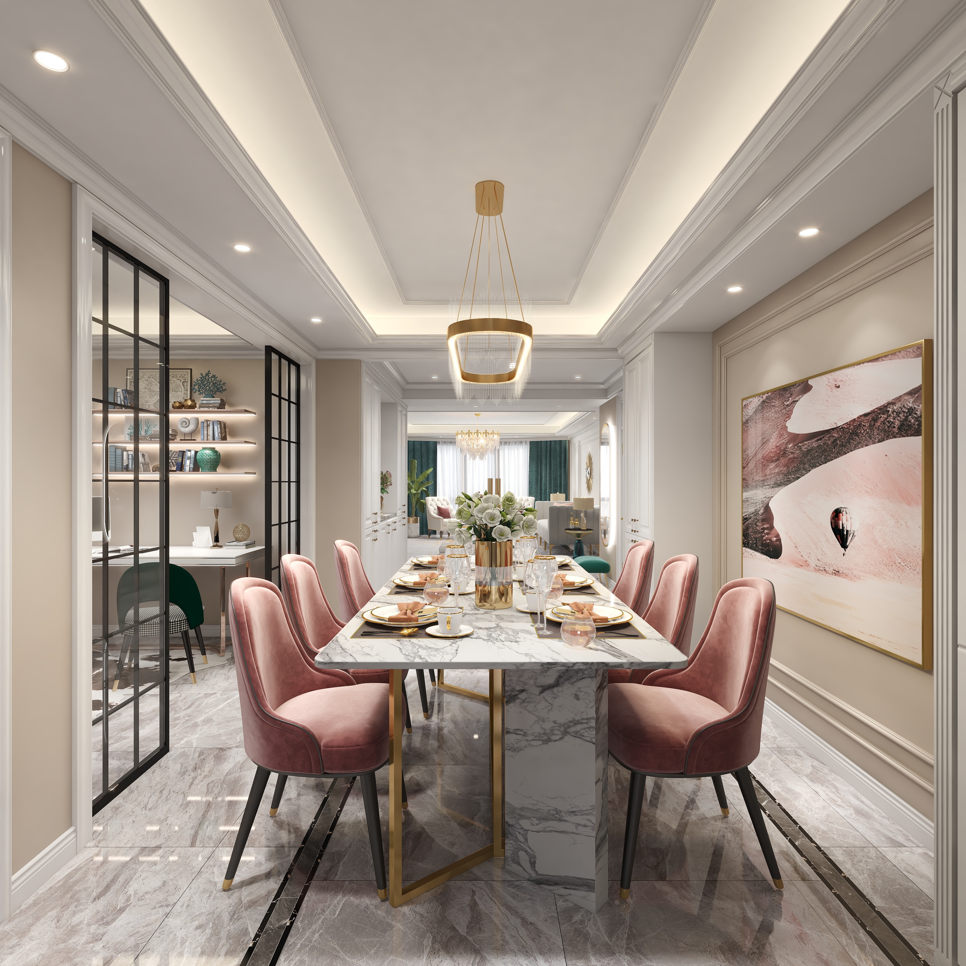 陈辉-内蒙-简美一层客餐厅装修效果图第5张