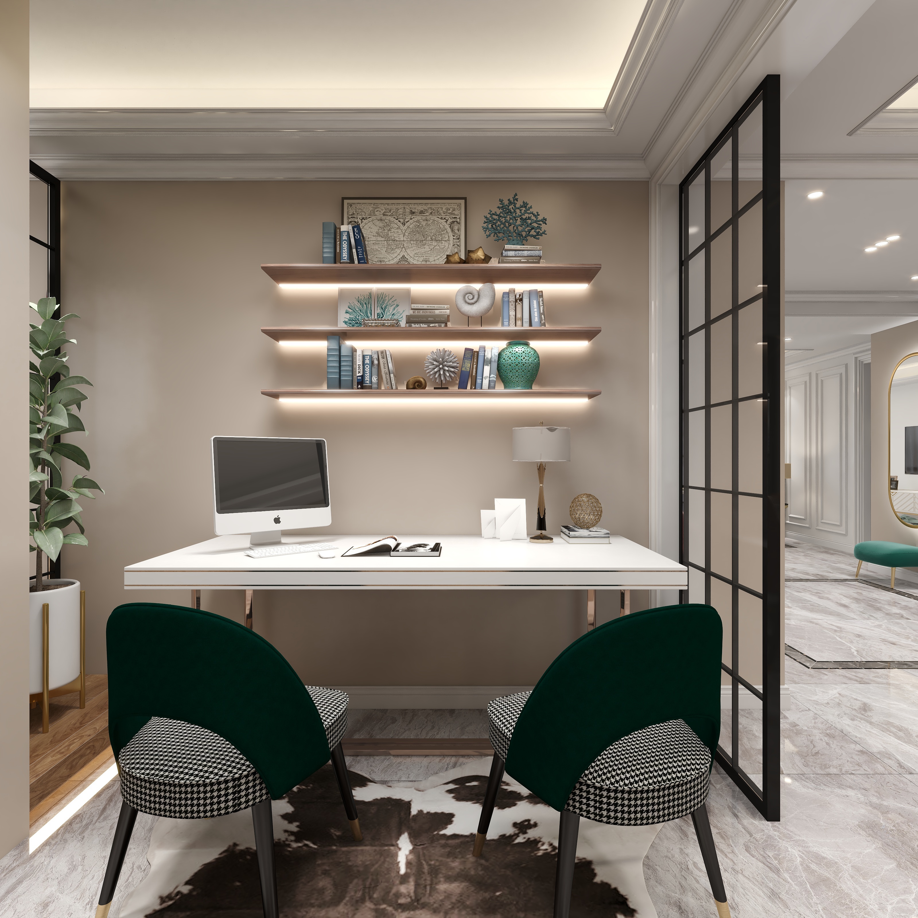 陈辉-内蒙-简美一层书房装修效果图第3张