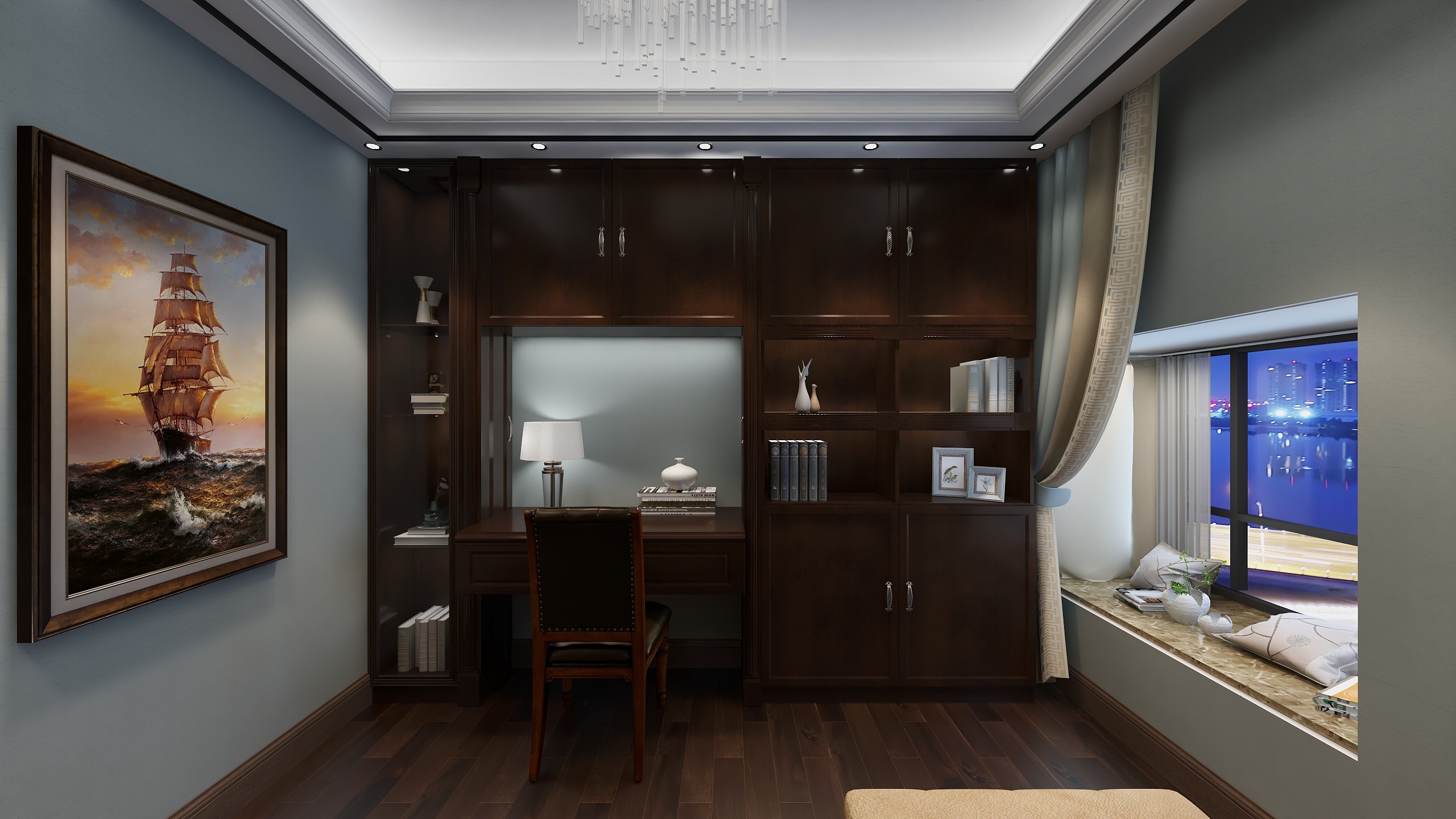 胜winner-132平美式轻奢三居室装修效果图