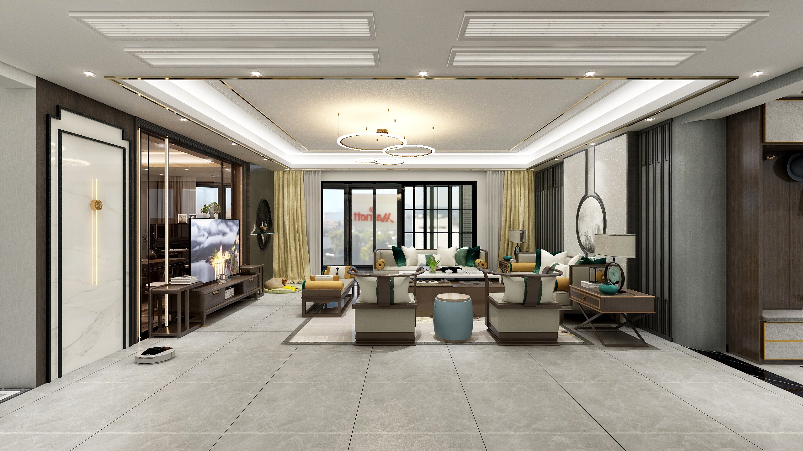 设计-星-天湖丽都新中式，两套变一套-装修设计方案