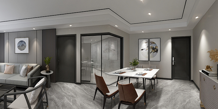 STARS星空设计-89方新中式装修效果图