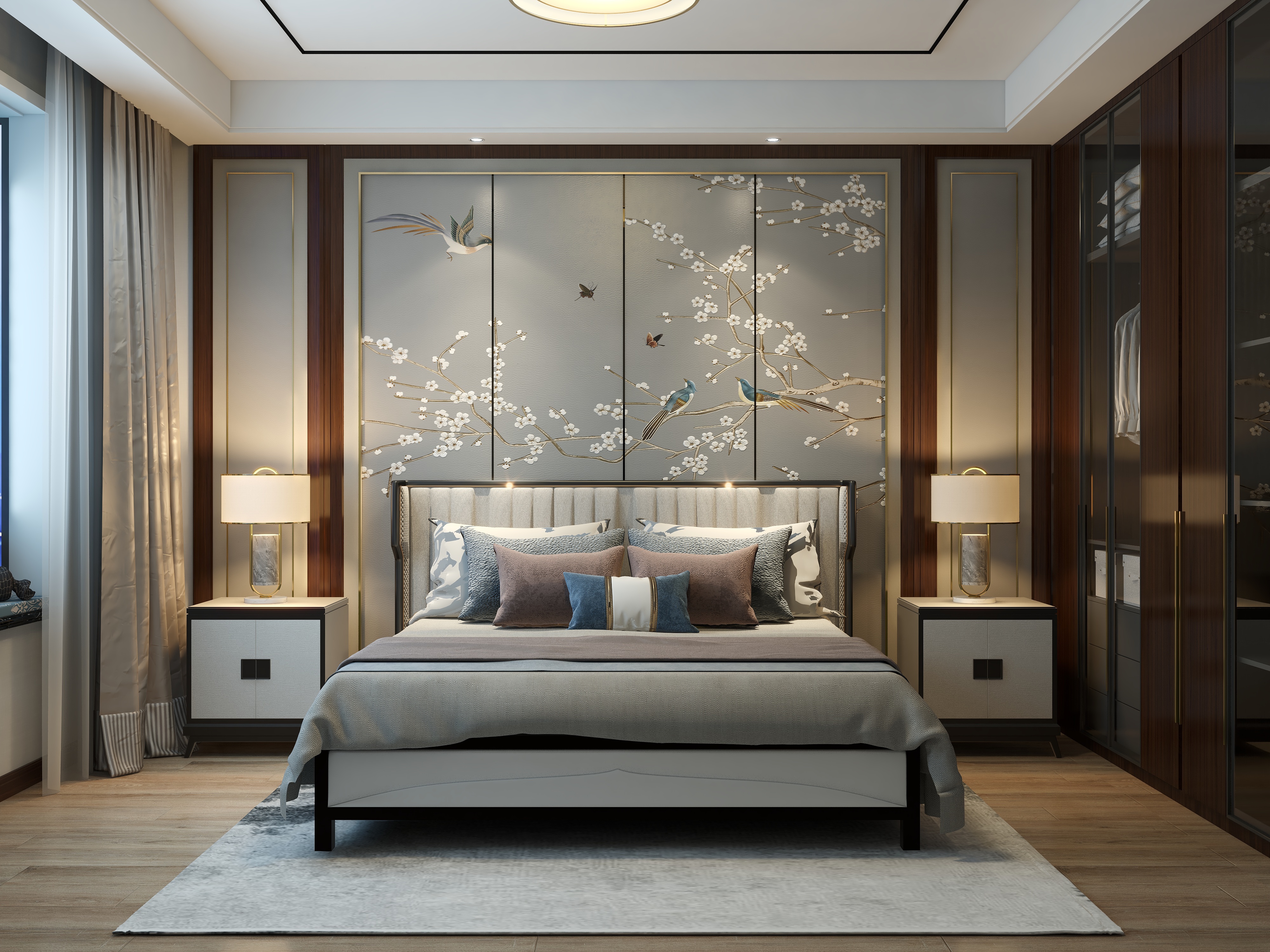 酷渲染Master-93平新中式夜景全屋【酷渲染Master】装修效果图