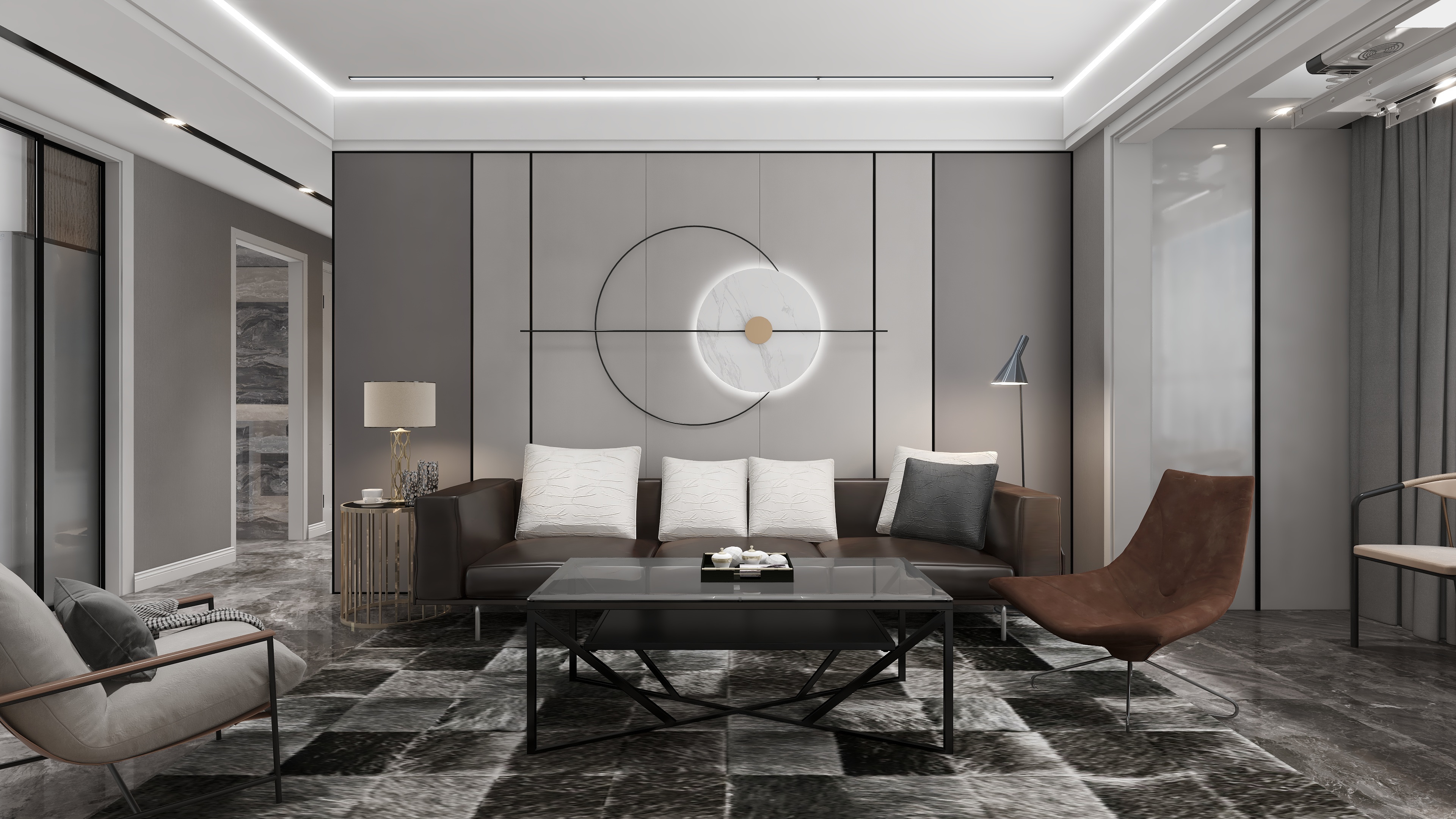 设计师丨胡月平-现代|100㎡三居装修效果图