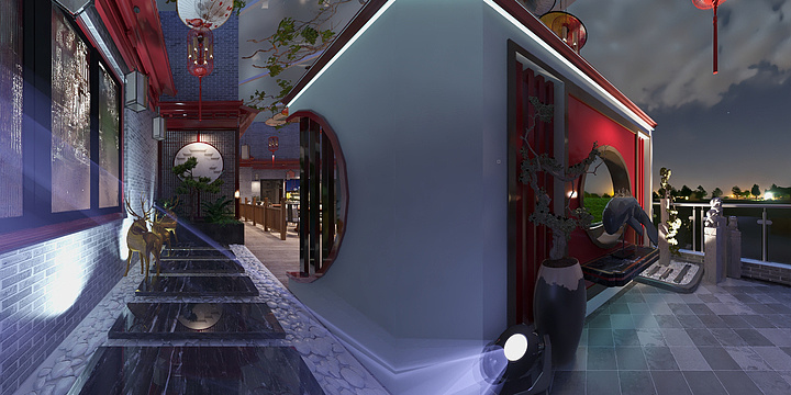 晓明空间设计事务所-天府鱼头火锅-外景效果图-装修设计方案