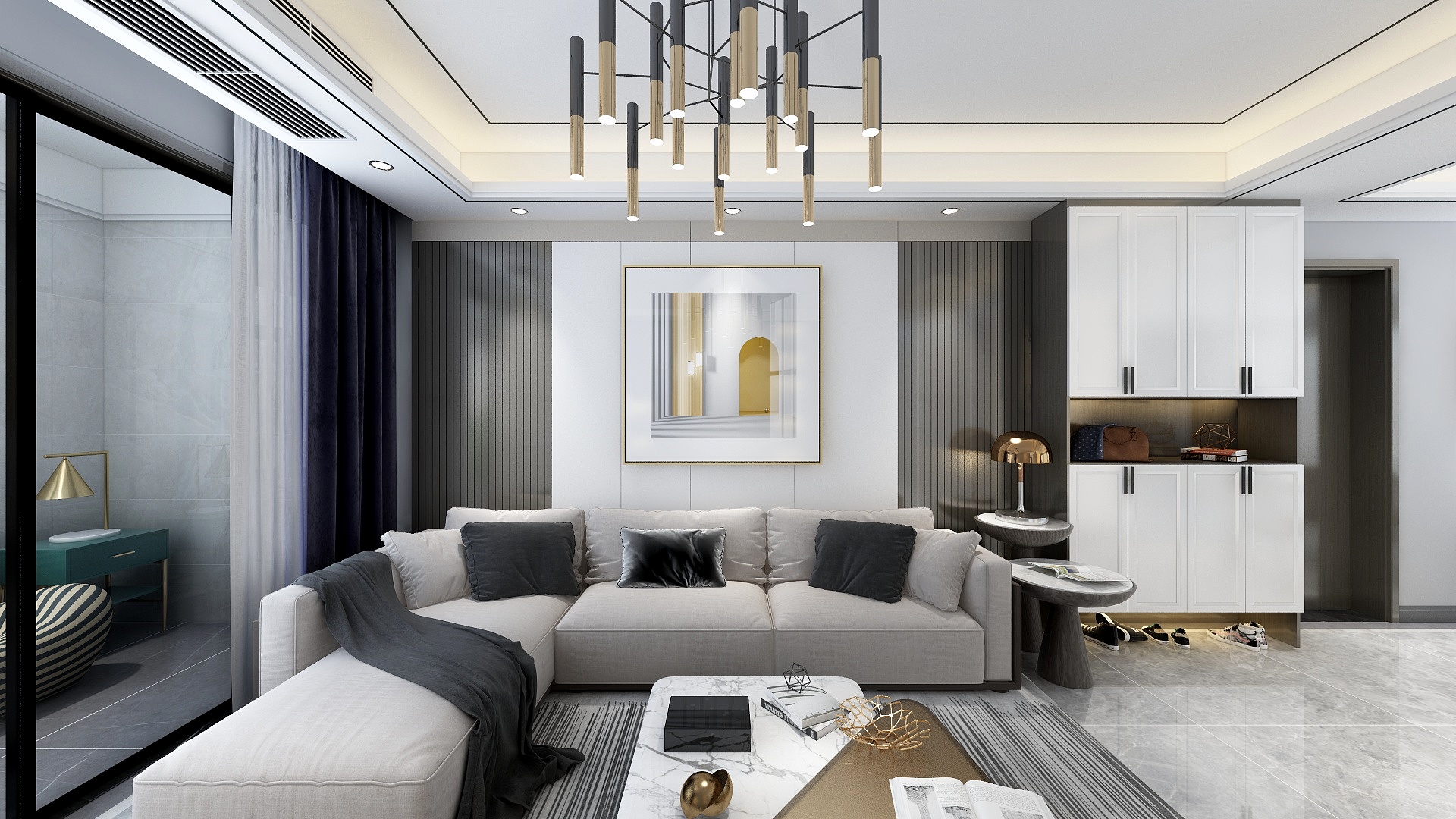 刘安明-现代轻奢黑白灰-三居室-越过山丘装修效果图