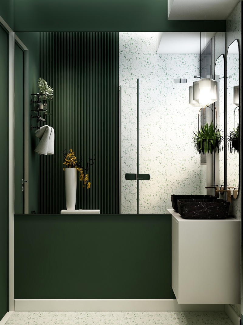Modern Green Bathroom with Minimalist Design