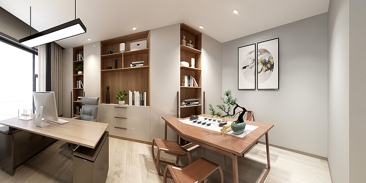 全案设计王炜-大喜建筑装饰办公室-装修设计方案