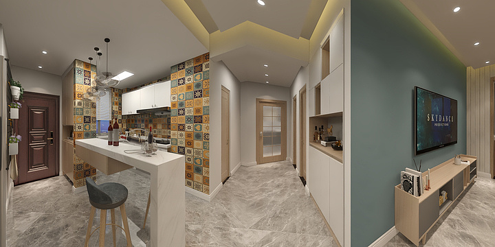 黄山阿凯-德信海德公园83.00㎡A2’3室2厅1卫1厨-装修设计方案