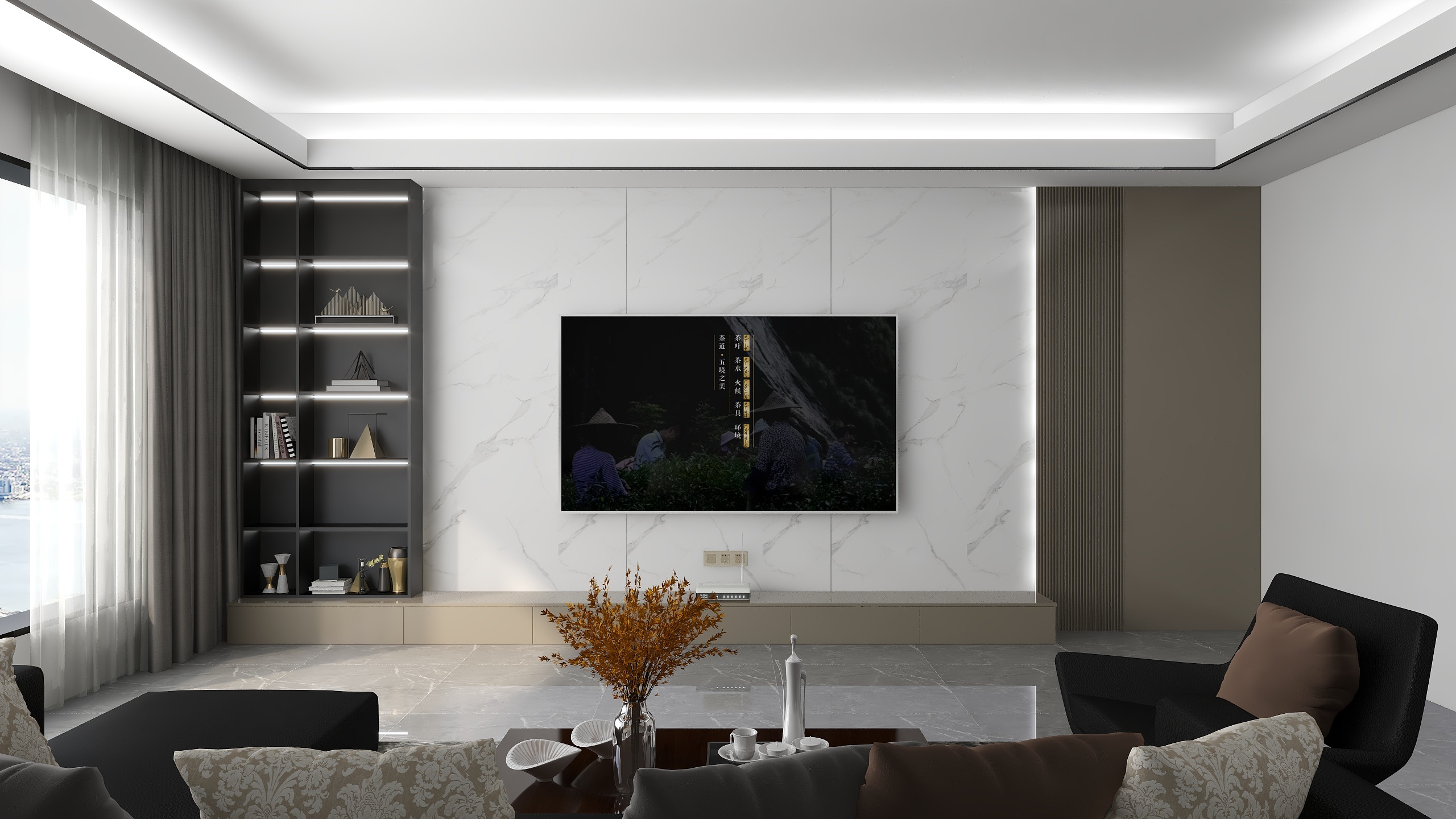 李俊强-范谭鲍总电视背景柜-装修设计方案