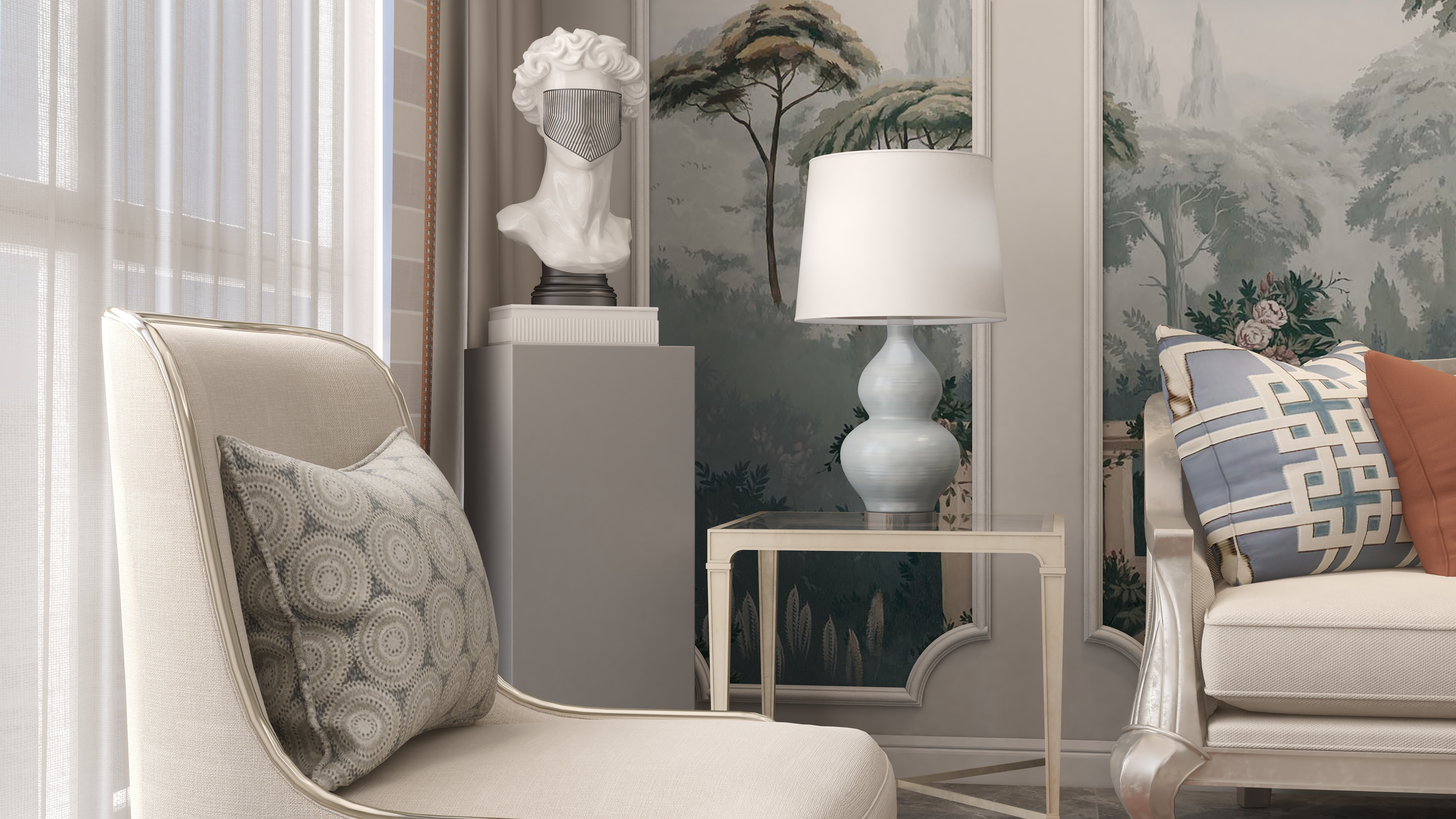 引晴-美式风格客厅设计-装修设计方案