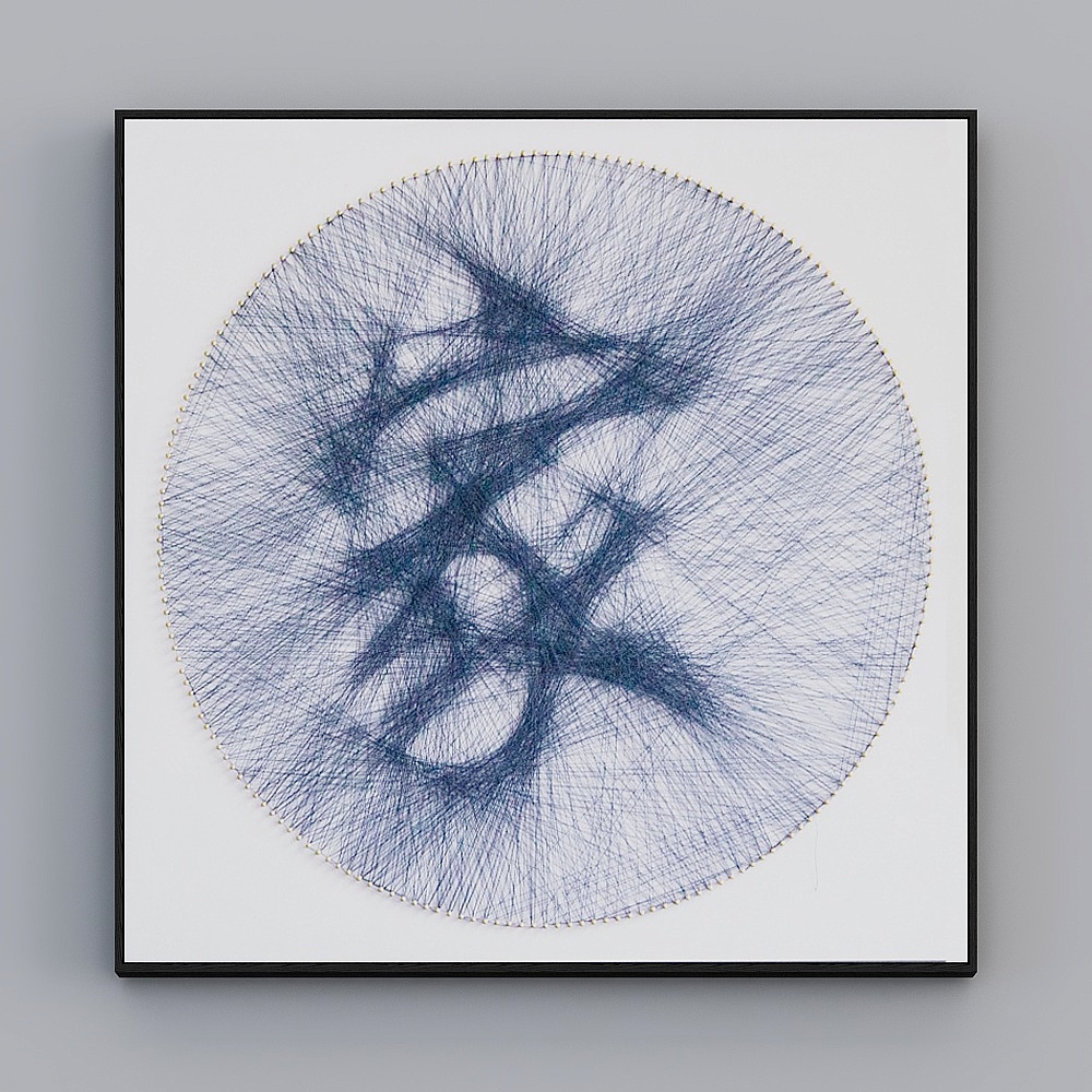 臣萱全屋配画-客厅玄关画-线条画三3D模型