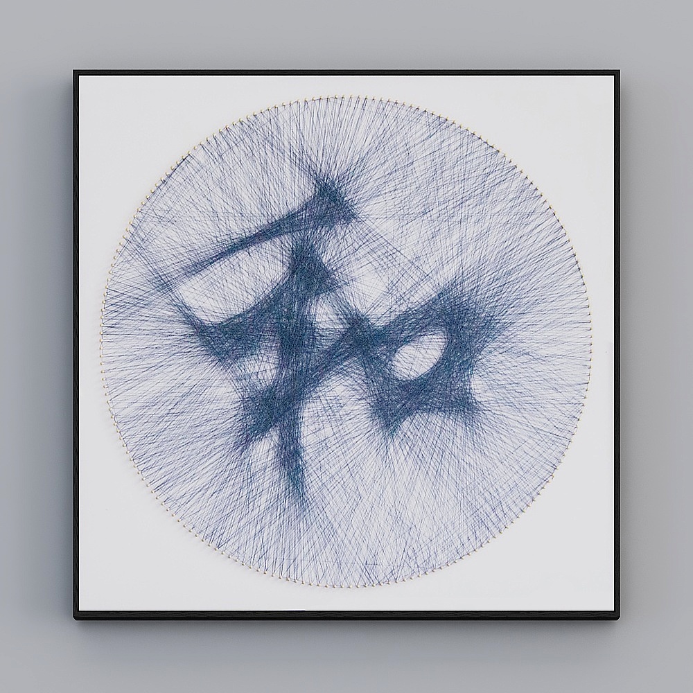 臣萱全屋配画-客厅玄关画-线条画二3D模型