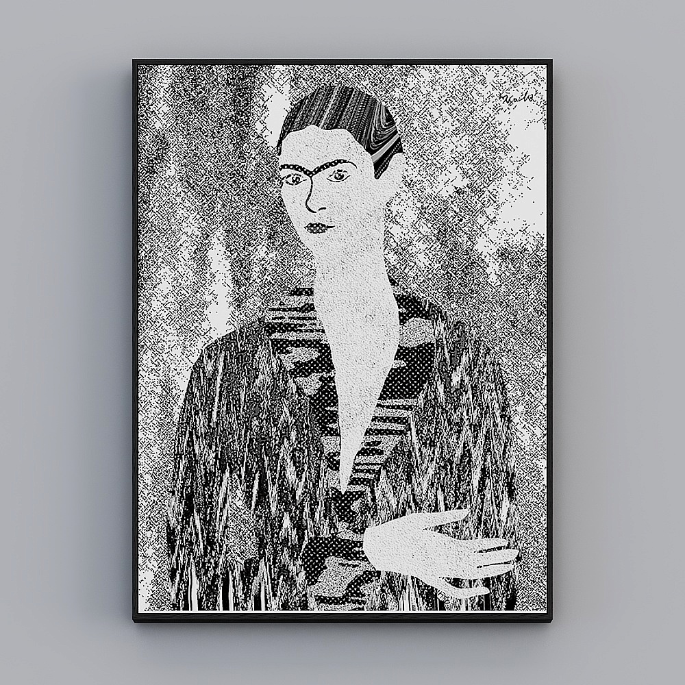 臣萱全屋配画-玄关客户画-黑白纹理拼贴艺术画6