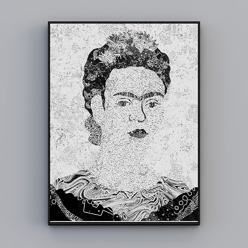 臣萱全屋配画-玄关客户画-黑白纹理拼贴艺术画7