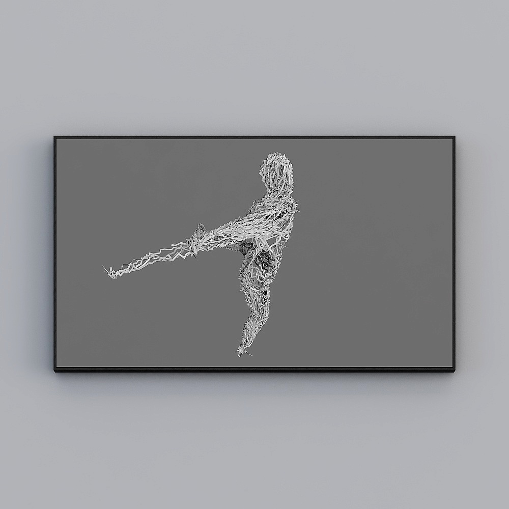 臣萱全屋配画-现代客厅装饰画-客厅卧室单幅-藤条画一3D模型