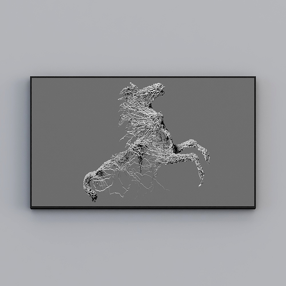 臣萱全屋配画-现代客厅装饰画-客厅卧室单幅-藤条画四3D模型