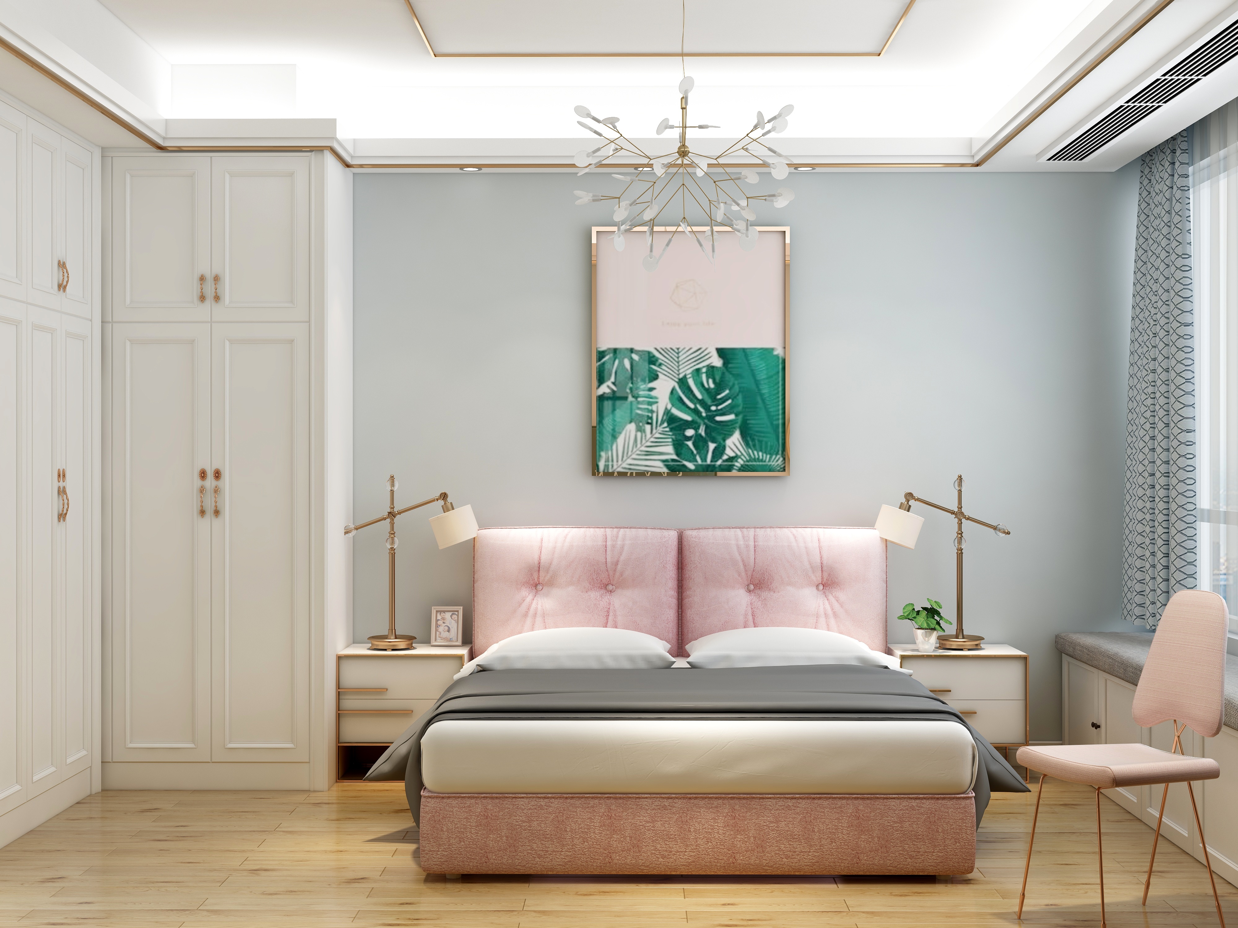 王思力-北欧轻奢风143方三居装修效果图