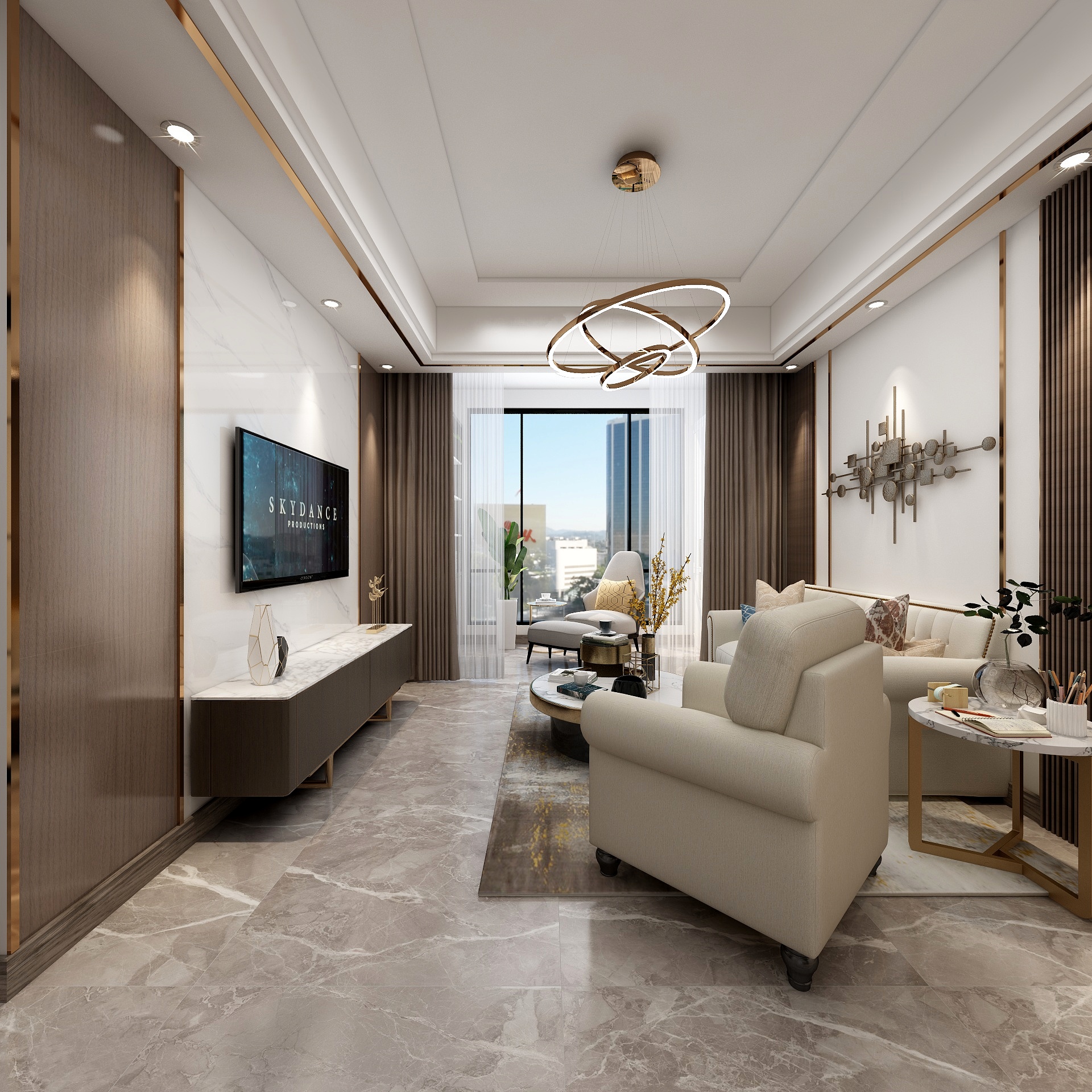 VR一效果图-现代轻奢滨海新城装修效果图