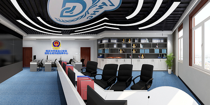 高清全景效果图-我爱我家装饰平定公安局方案-改2-装修设计方案