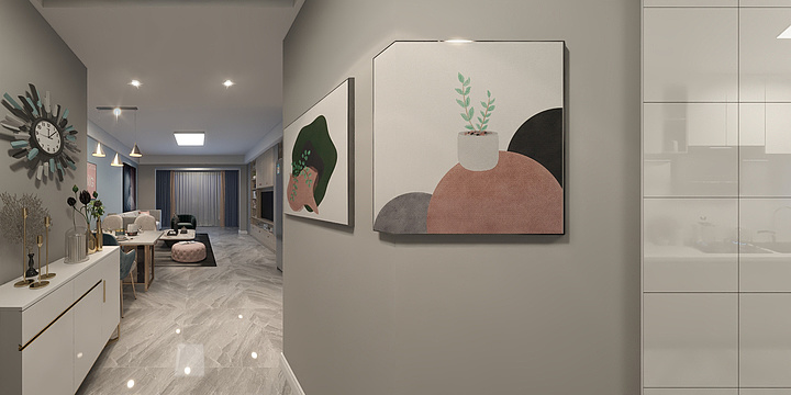 玄月设计-绿洲嘉园20#1-1302客餐厅展示-装修设计方案