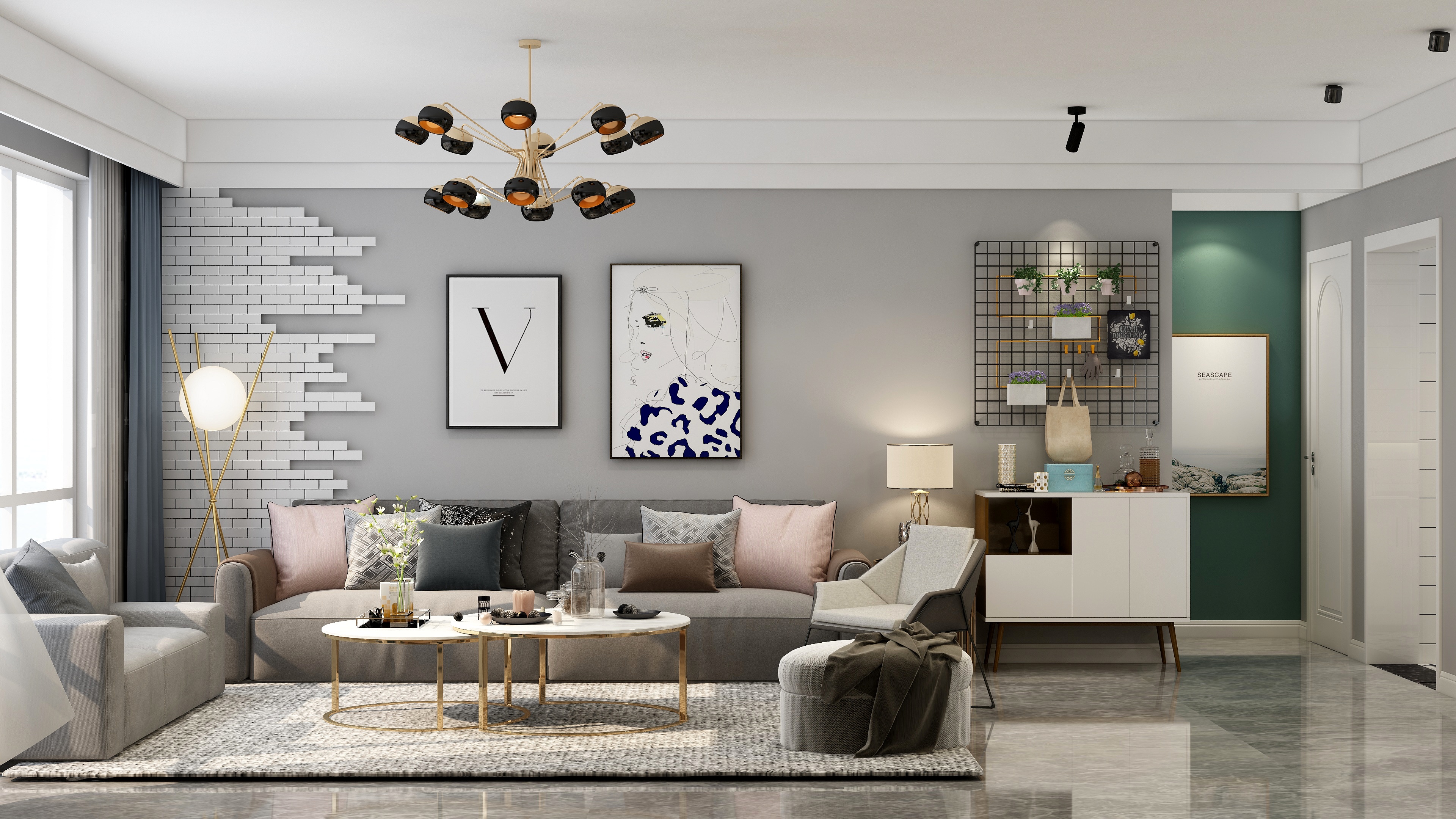 王思力-海湾新城--三居混搭风装修效果图