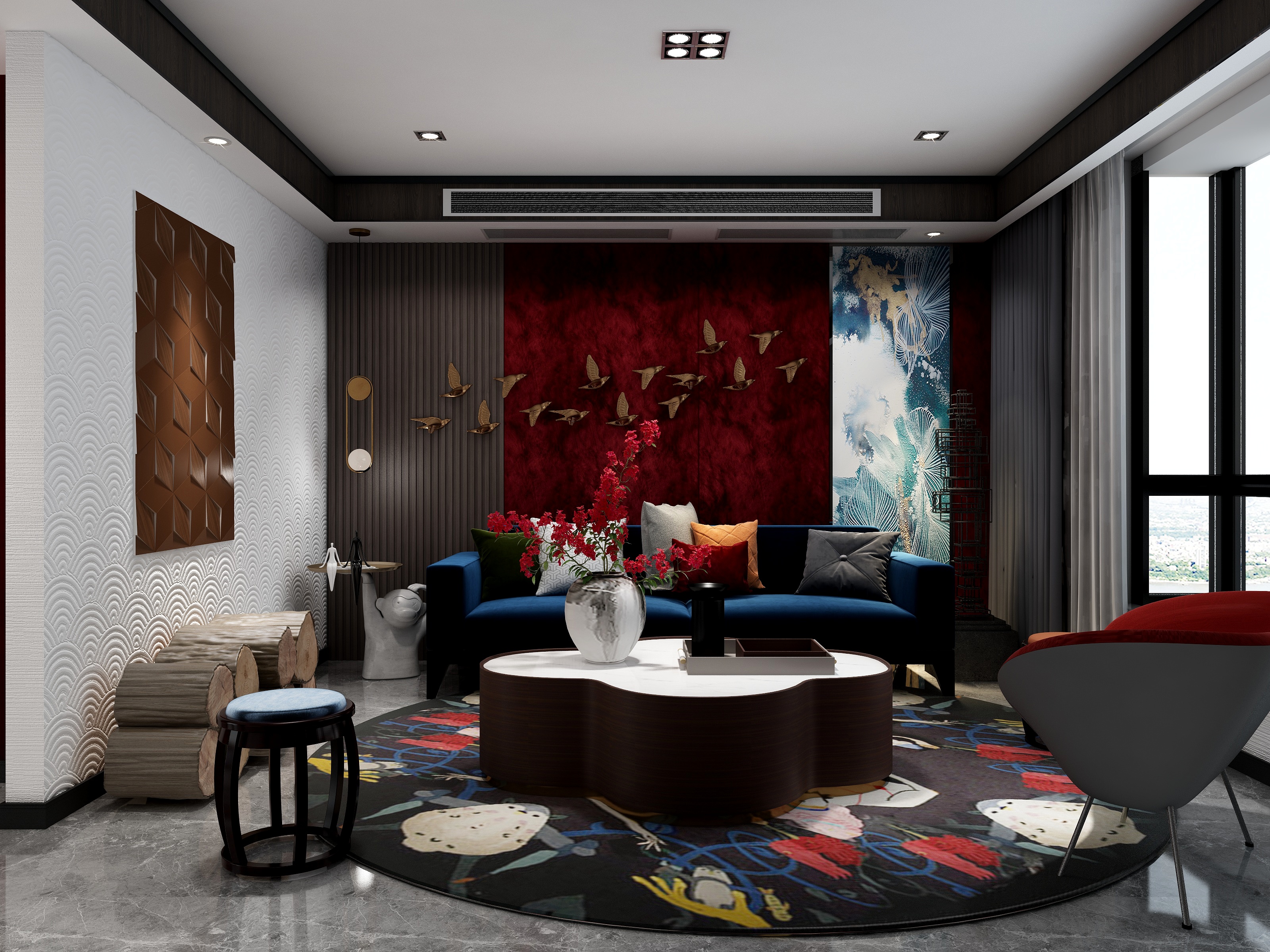 三横艺墅-一室两厅中式风格装修效果图