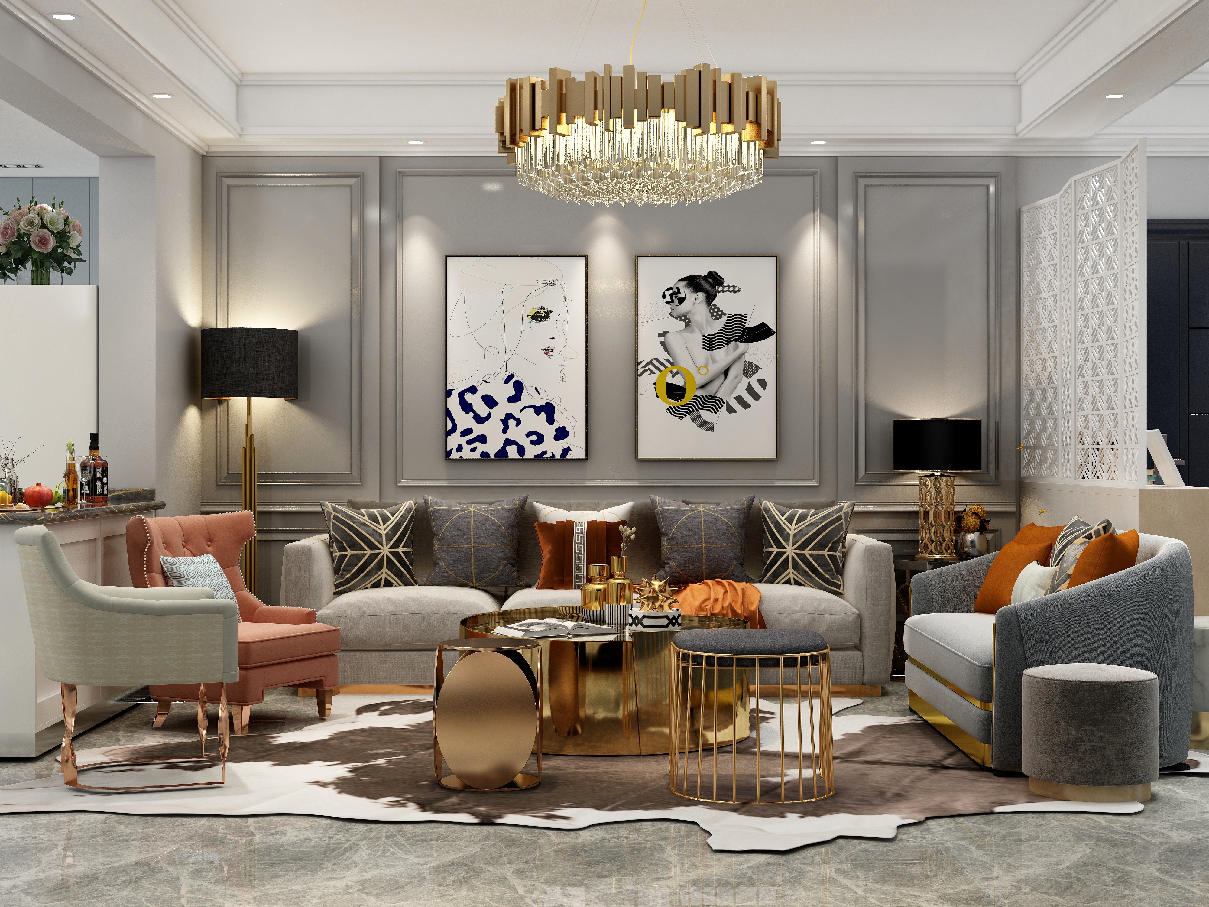 王思力-巴黎馨苑--轻奢风装修效果图