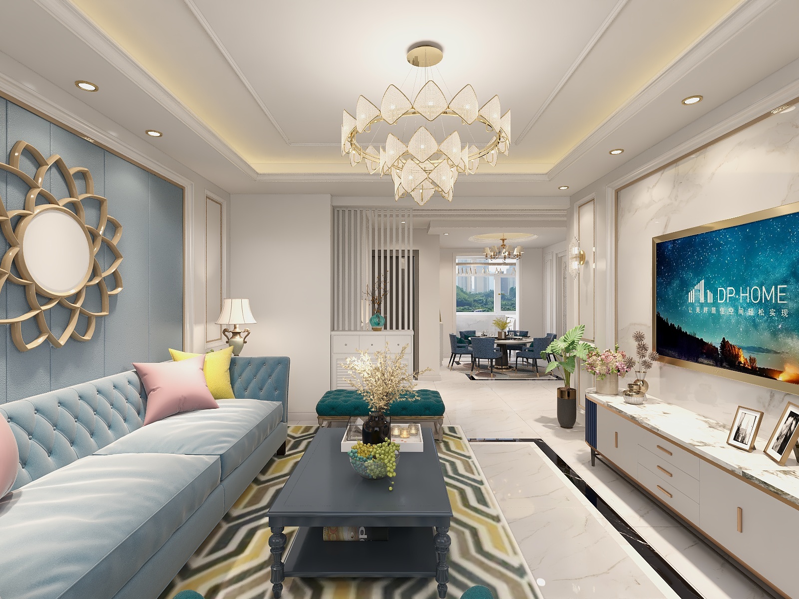 资深设计师徐浩天-110方简欧三居装修效果图