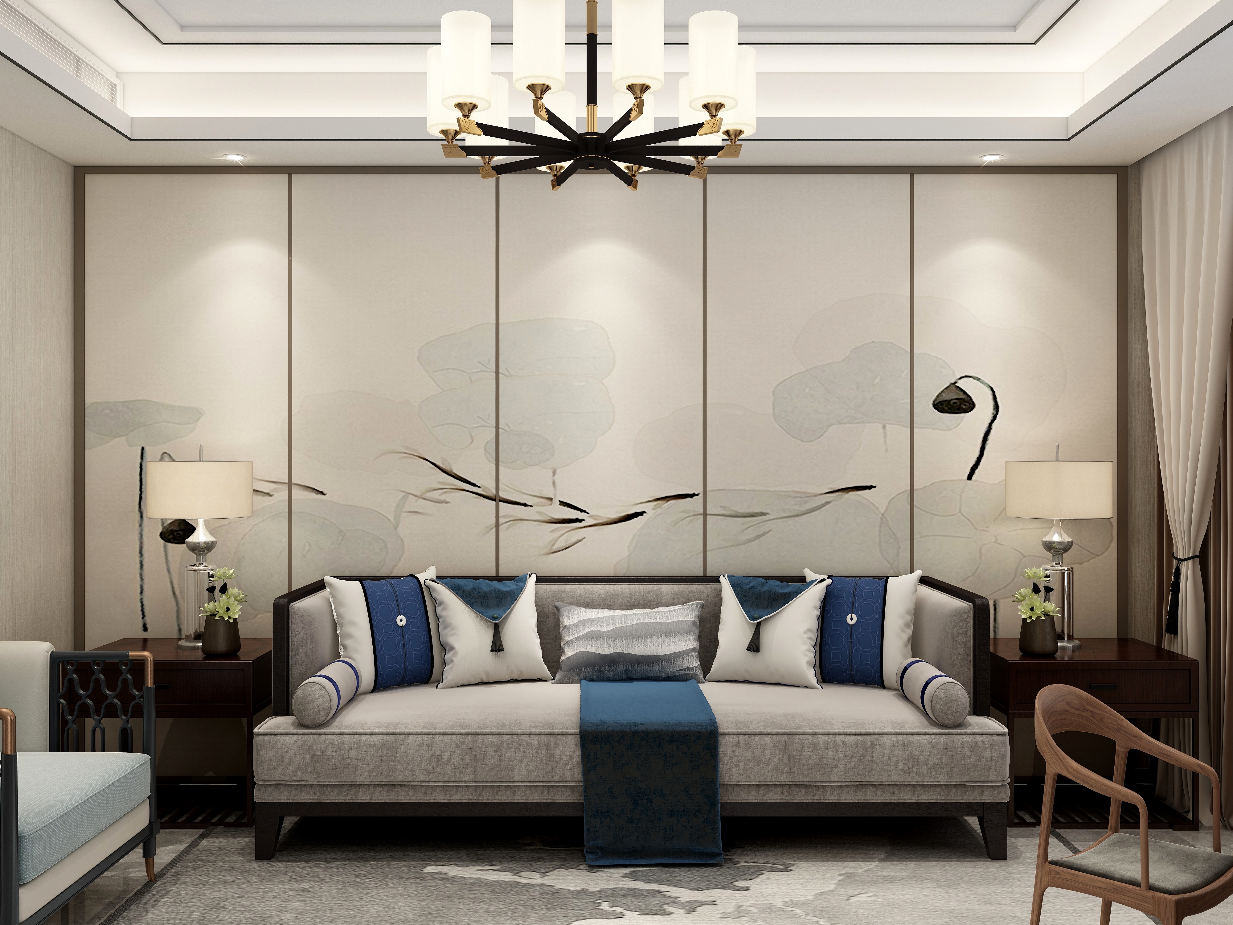 连瑞雪-90m²新中式会所装修效果图