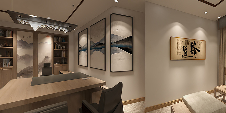 上诚筑造设计-二楼总经理室-装修设计方案