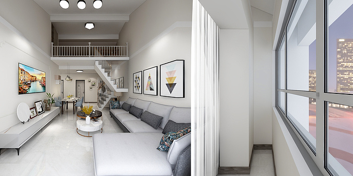 全案设计师杨高远-宏伟金都（84复式）（360°全景）-装修设计方案