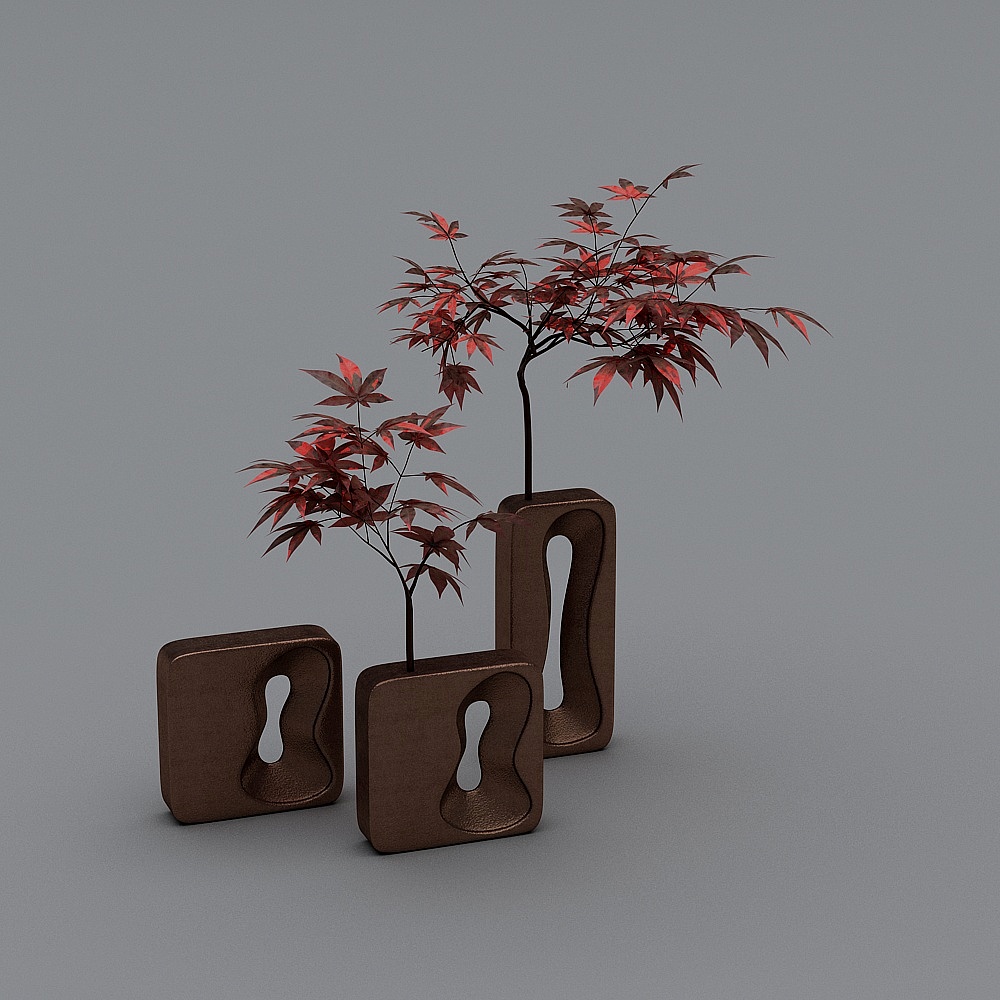 新中式挂画花卉摆件3d模型ID_1011968