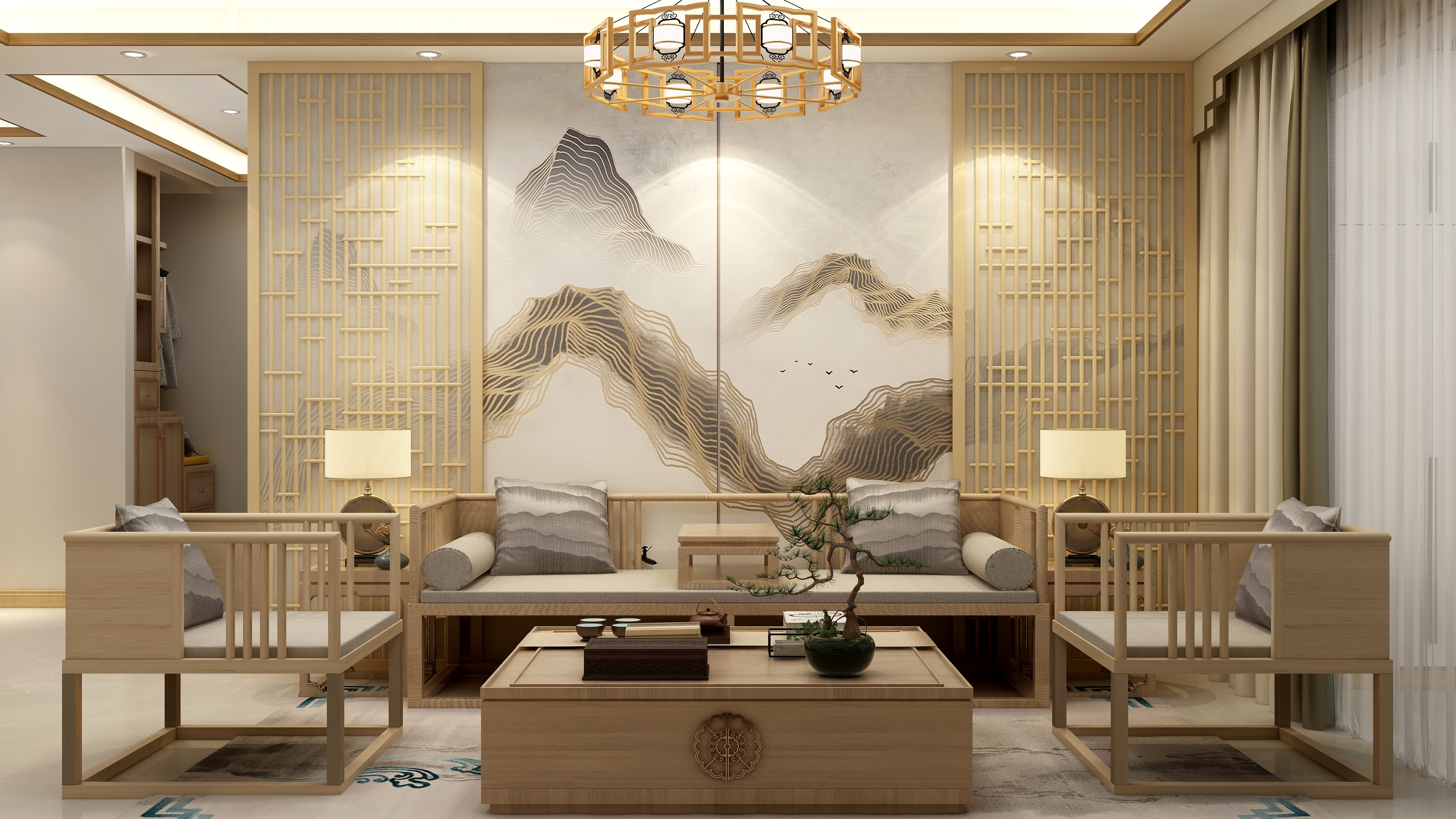 庄育霖-新中式-咸阳秦都阳光城壹号装修效果图