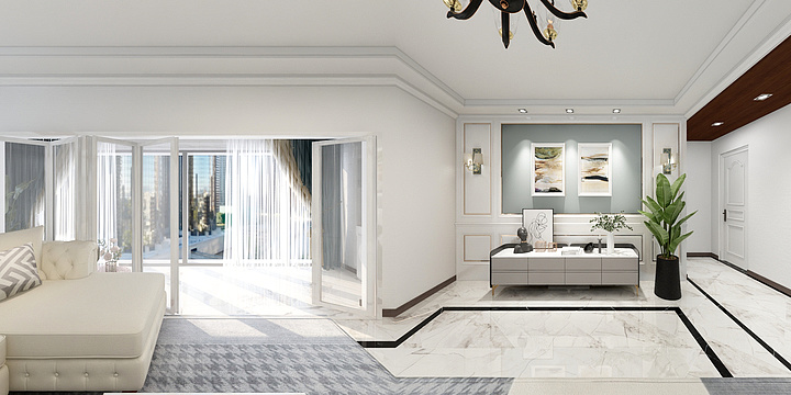 设计师丨王新-『朝顺花园』简单美式-装修设计方案