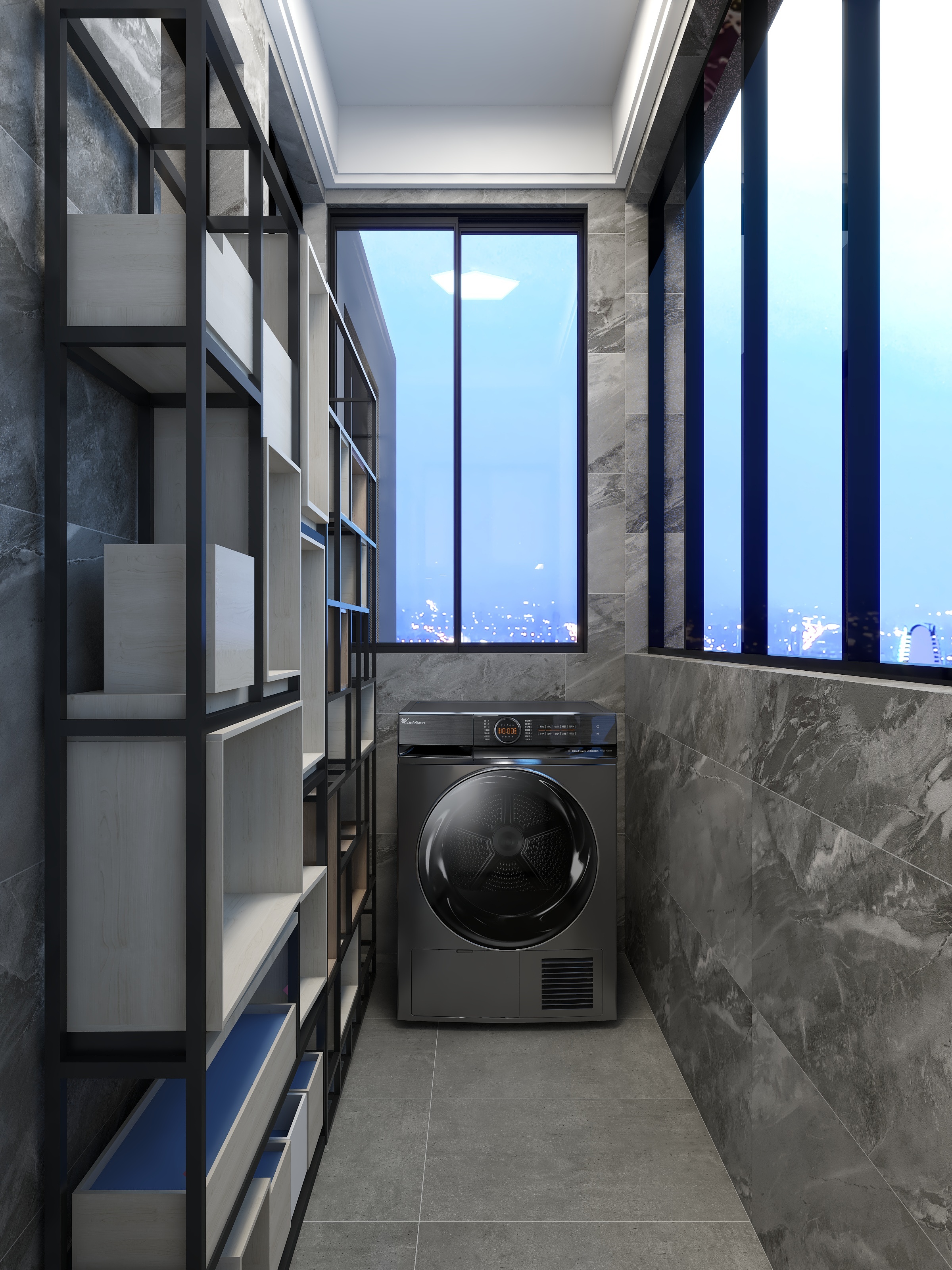 张煜强煜境设计-《灰白彩》一132平米时尚现代三房装修效果图