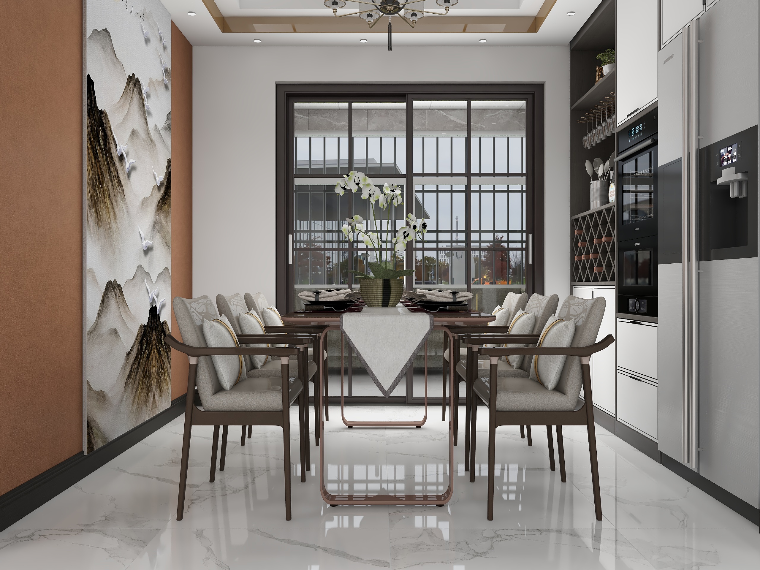 白亚娟-一抹橙的中式-130平装修效果图