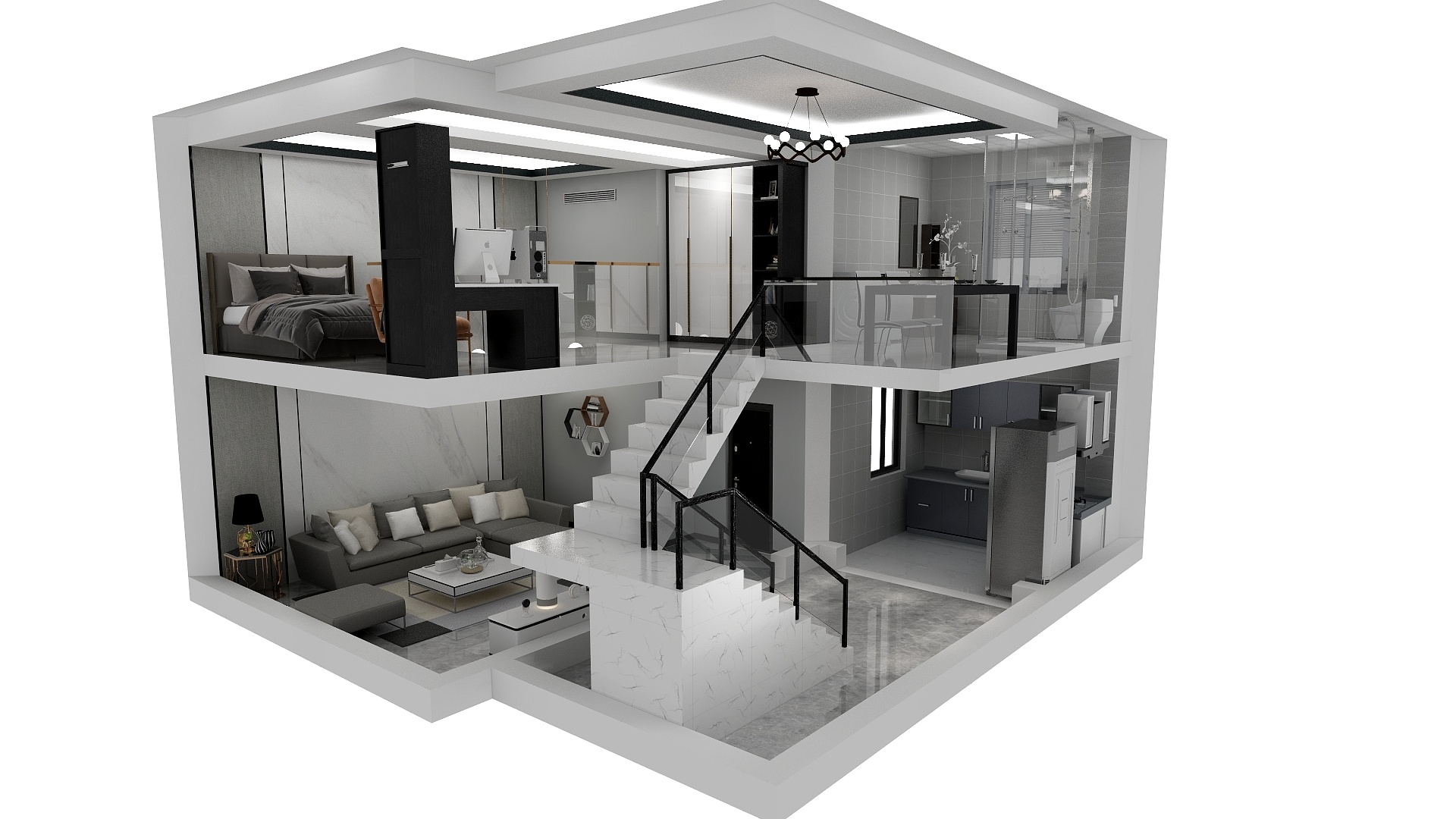 欧睿宇邦小胖-小胖案例一君悦府跃层阁楼（男版轻奢）-装修设计方案