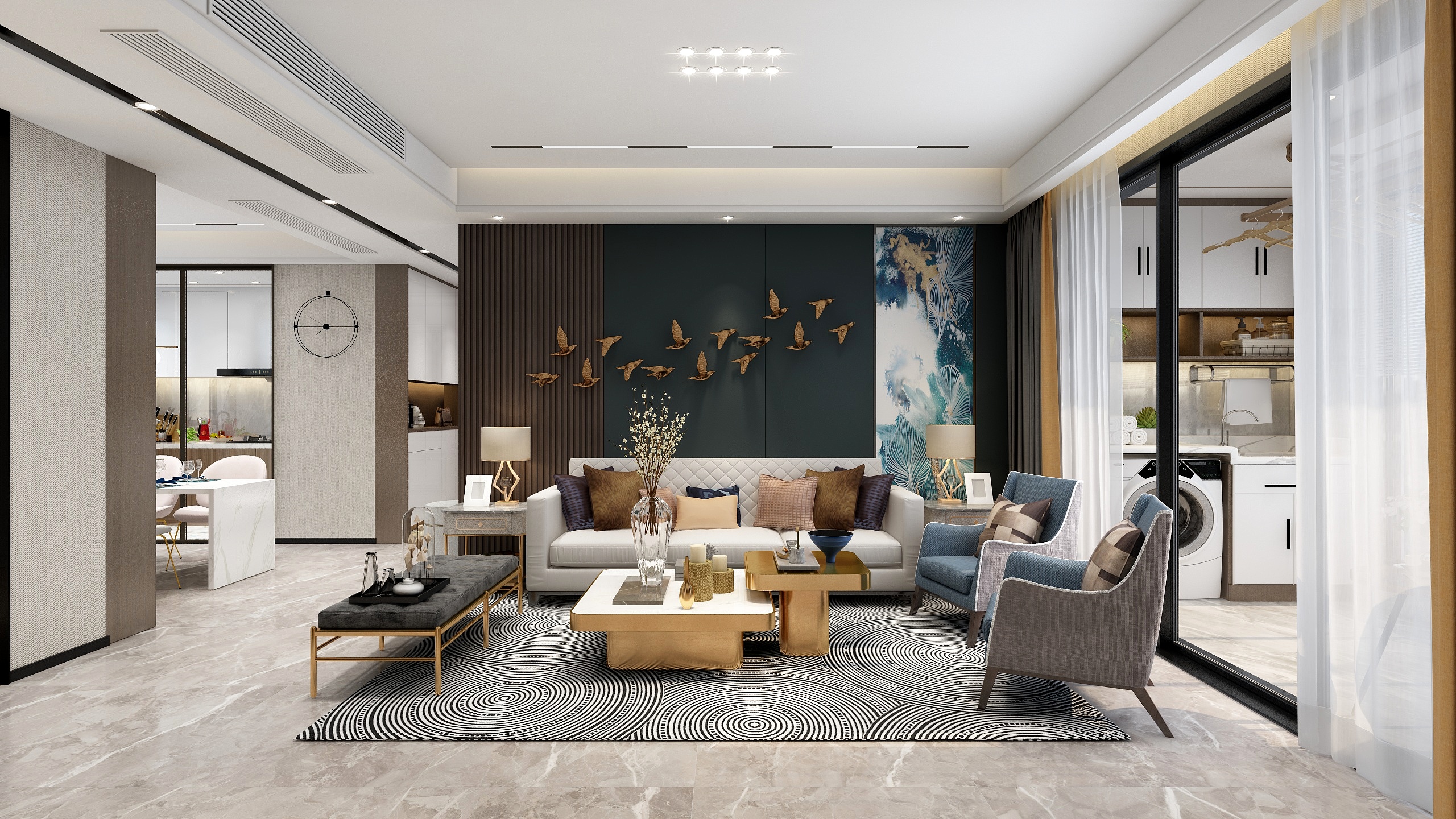 安邸家居设计工作室-《风起》-118㎡-现代轻奢-三居装修效果图