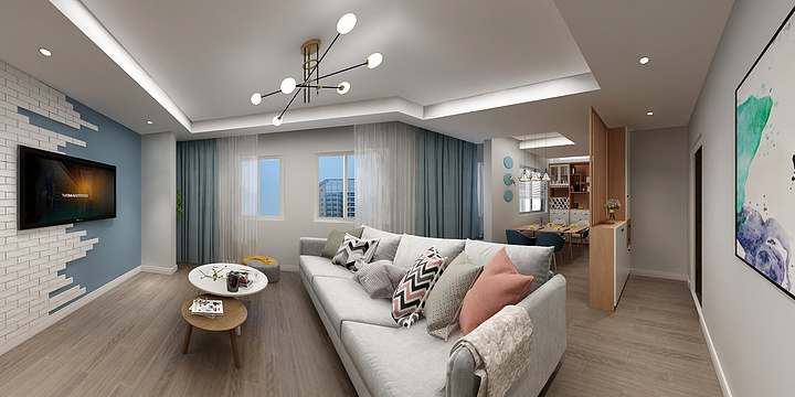 绿色Tisc-瑞和园89.50㎡B户型3室2厅1卫-装修设计方案