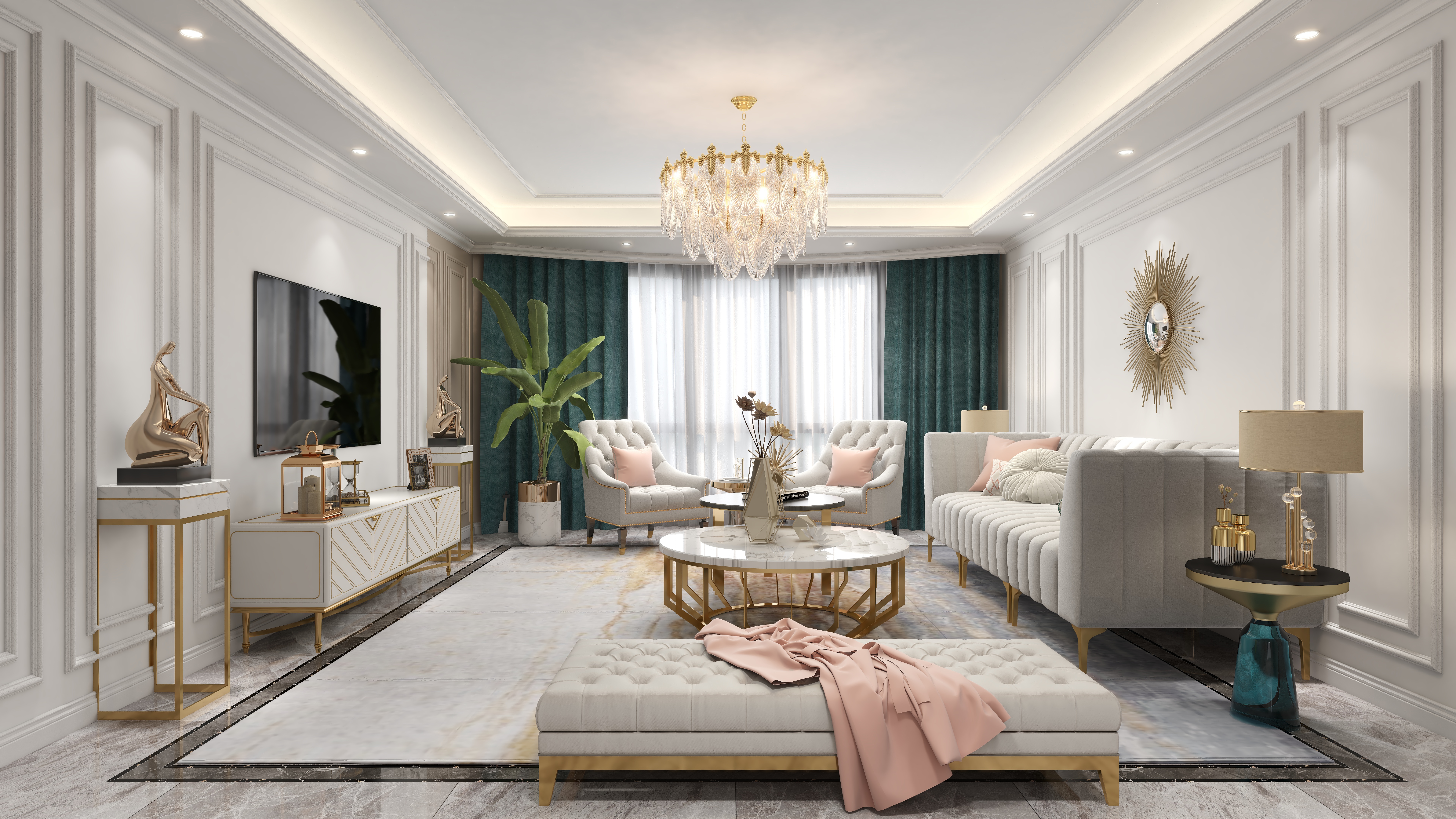 陈辉-内蒙-简美一层客餐厅装修效果图第1张