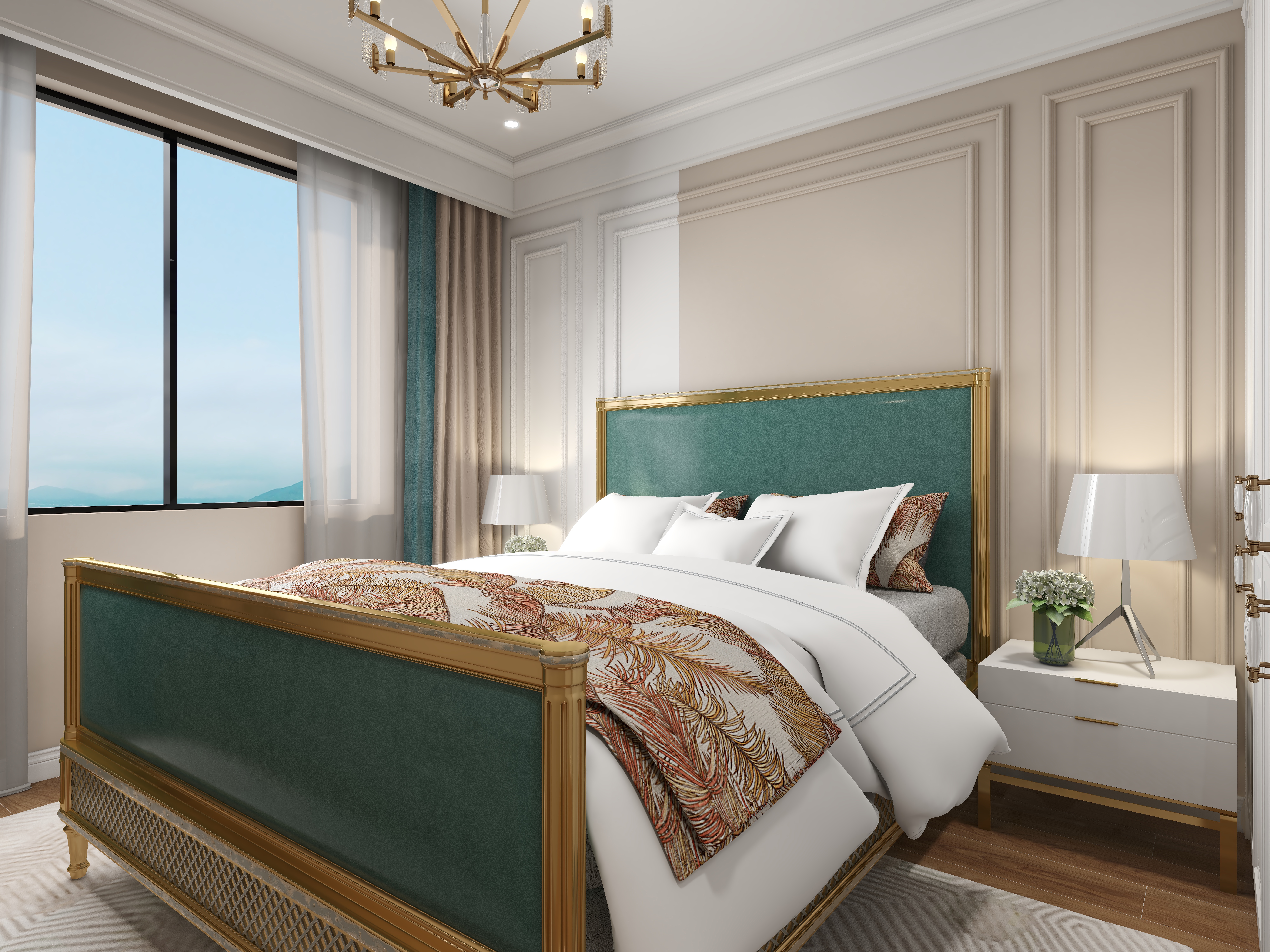 陈辉-内蒙-简美一层卧室装修效果图第4张