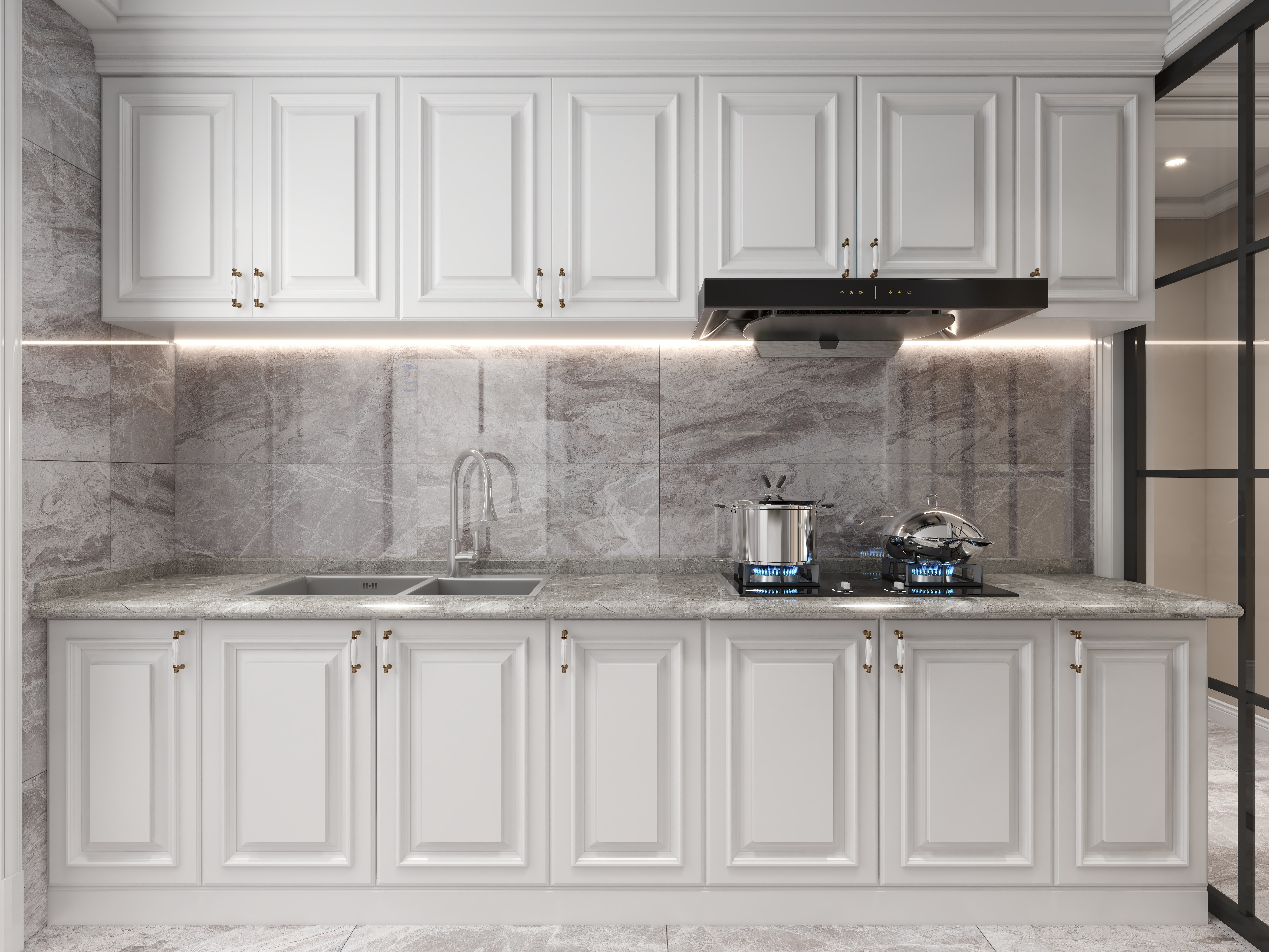 陈辉-内蒙-简美一层厨房装修效果图第1张