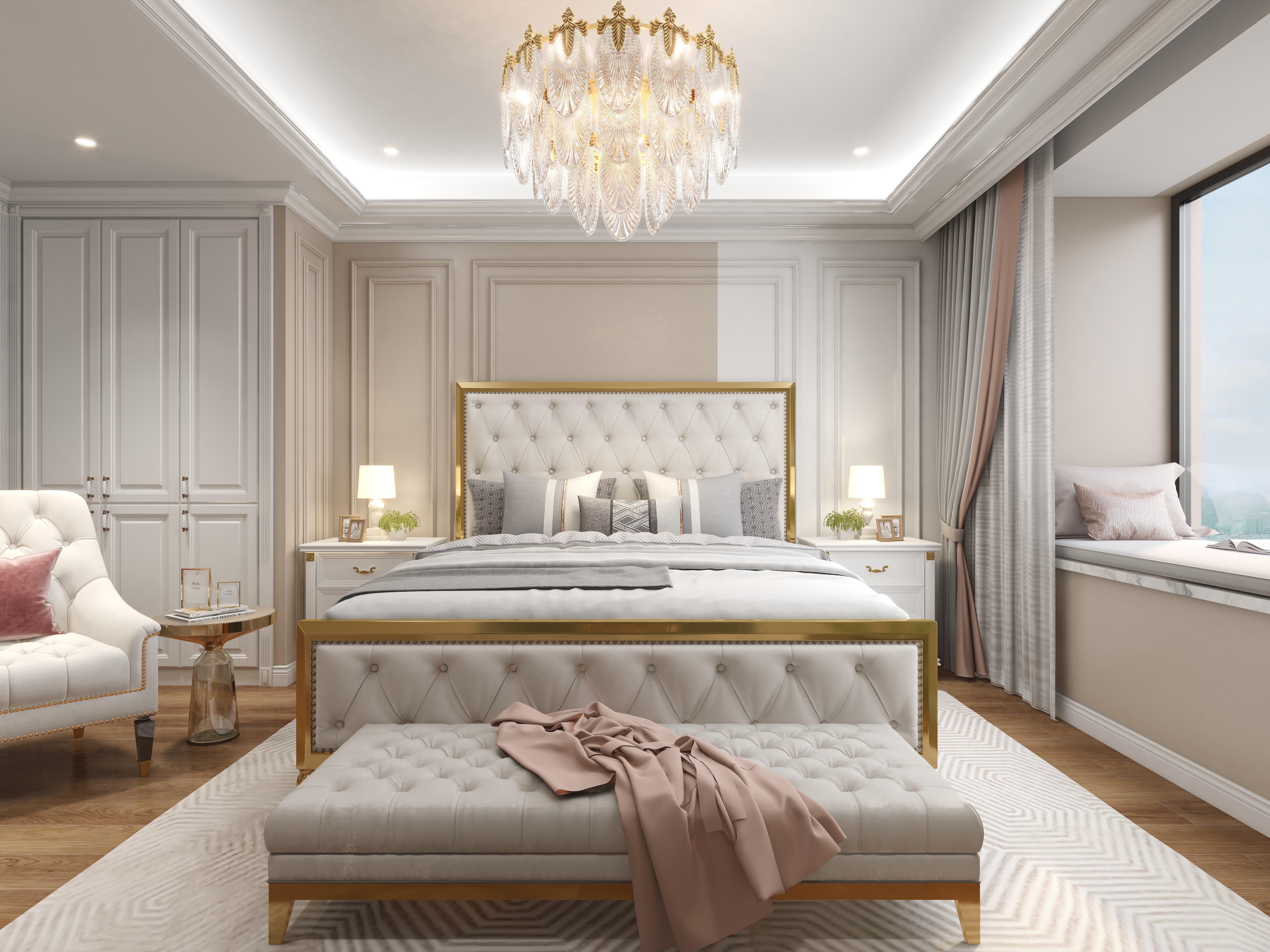 陈辉-内蒙-简美一层主卧装修效果图第1张