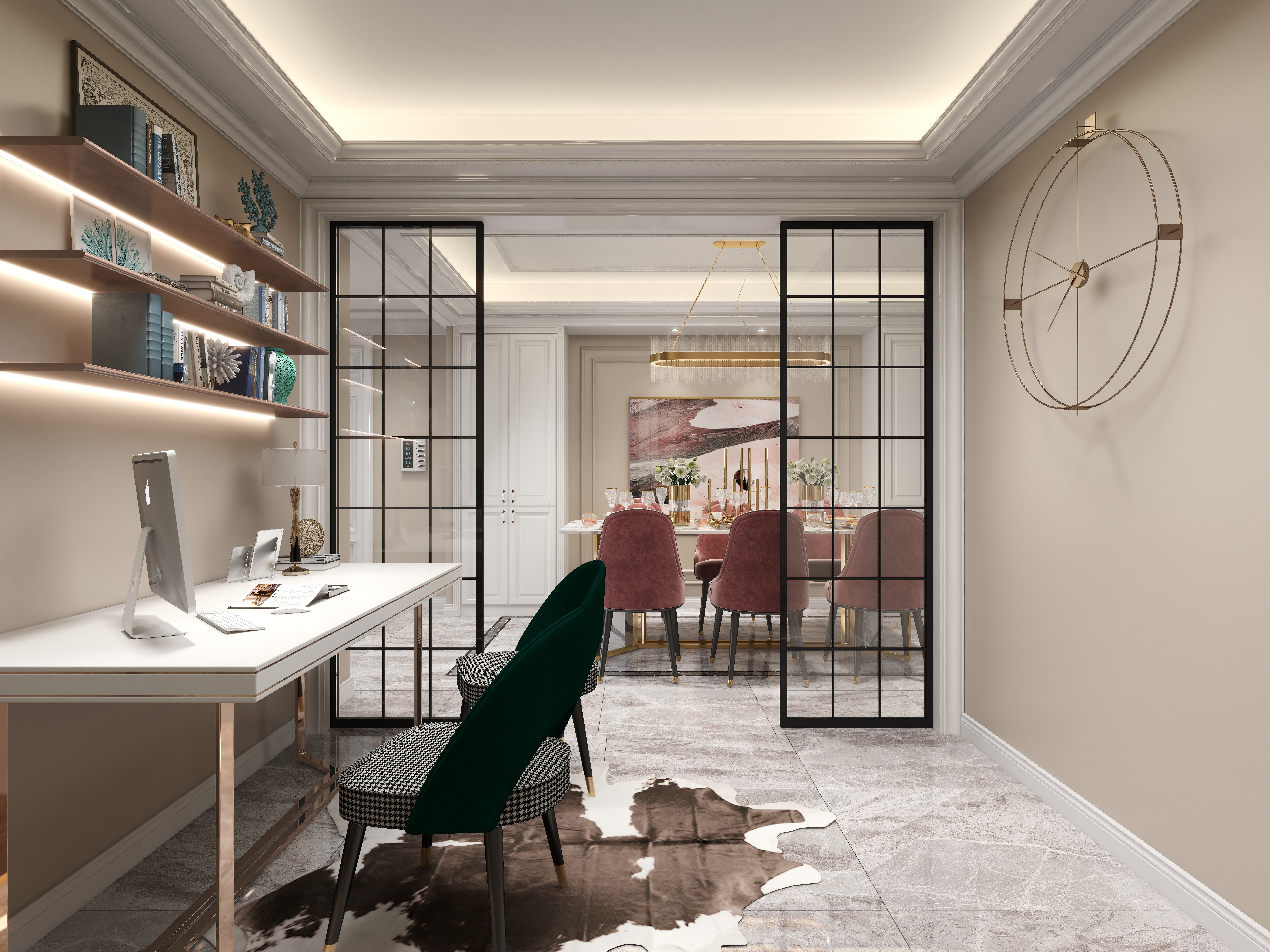 陈辉-内蒙-简美一层书房装修效果图第1张