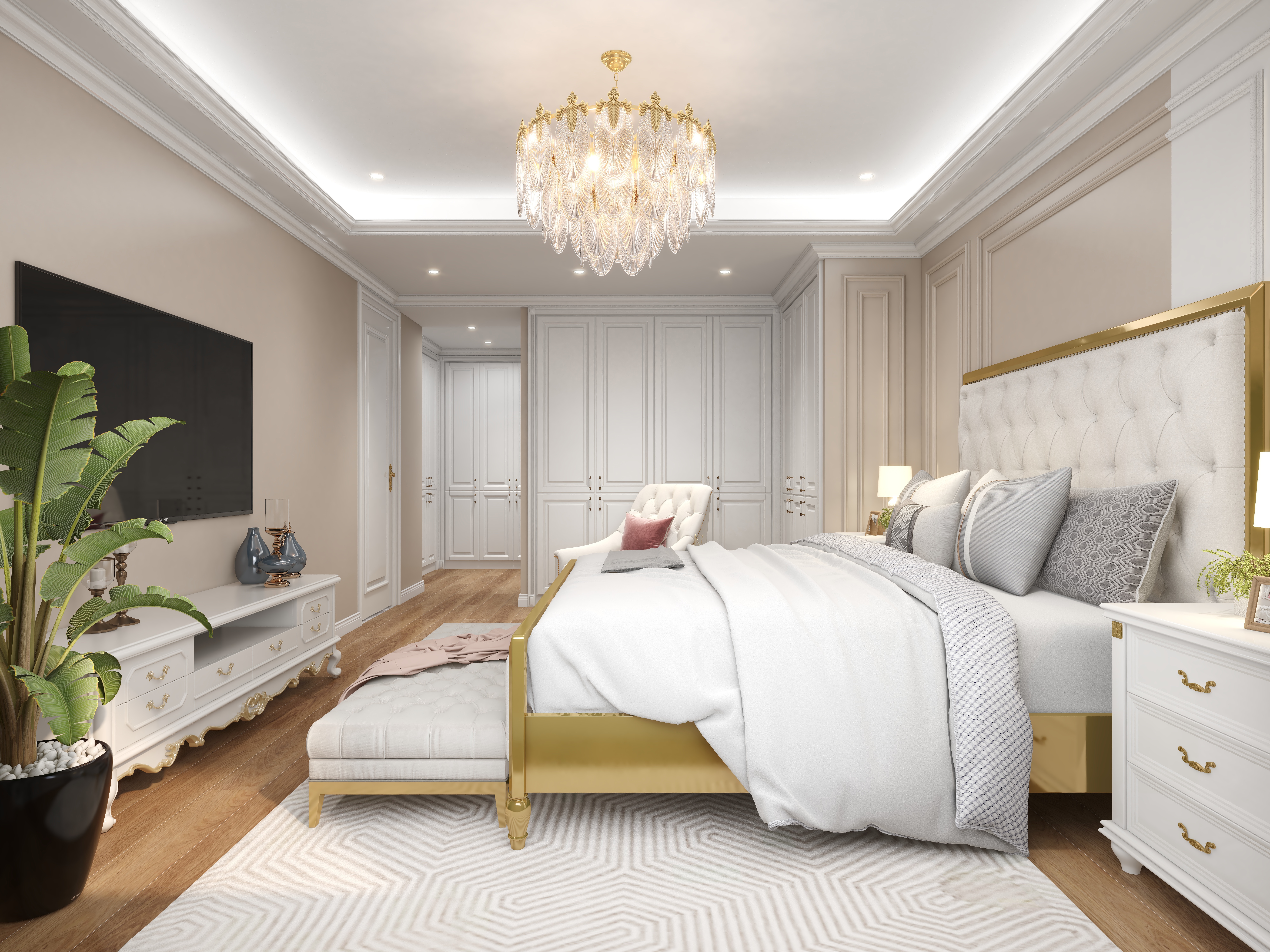 陈辉-内蒙-简美一层主卧装修效果图第2张