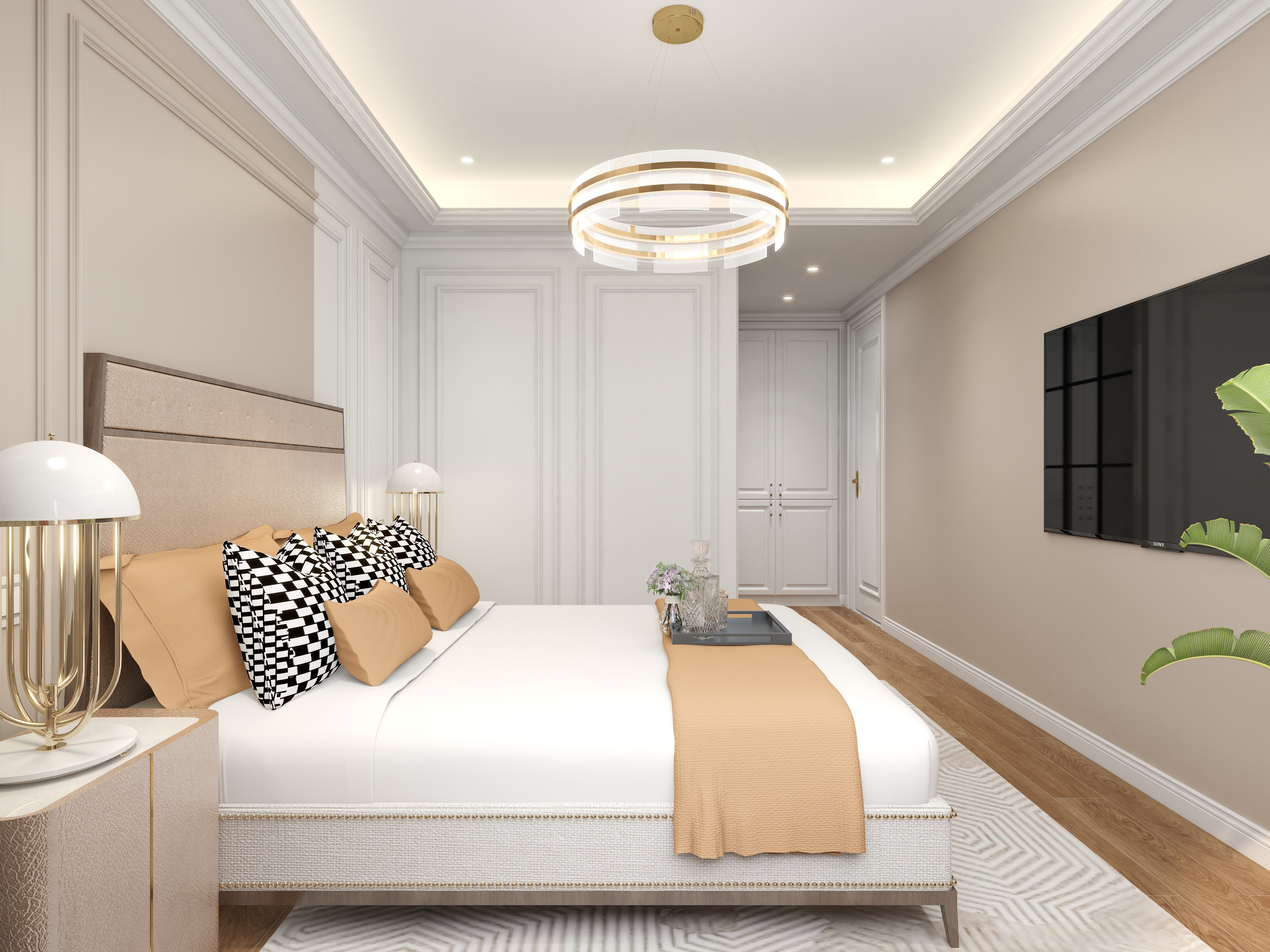 陈辉-内蒙-简美一层次卧装修效果图第2张