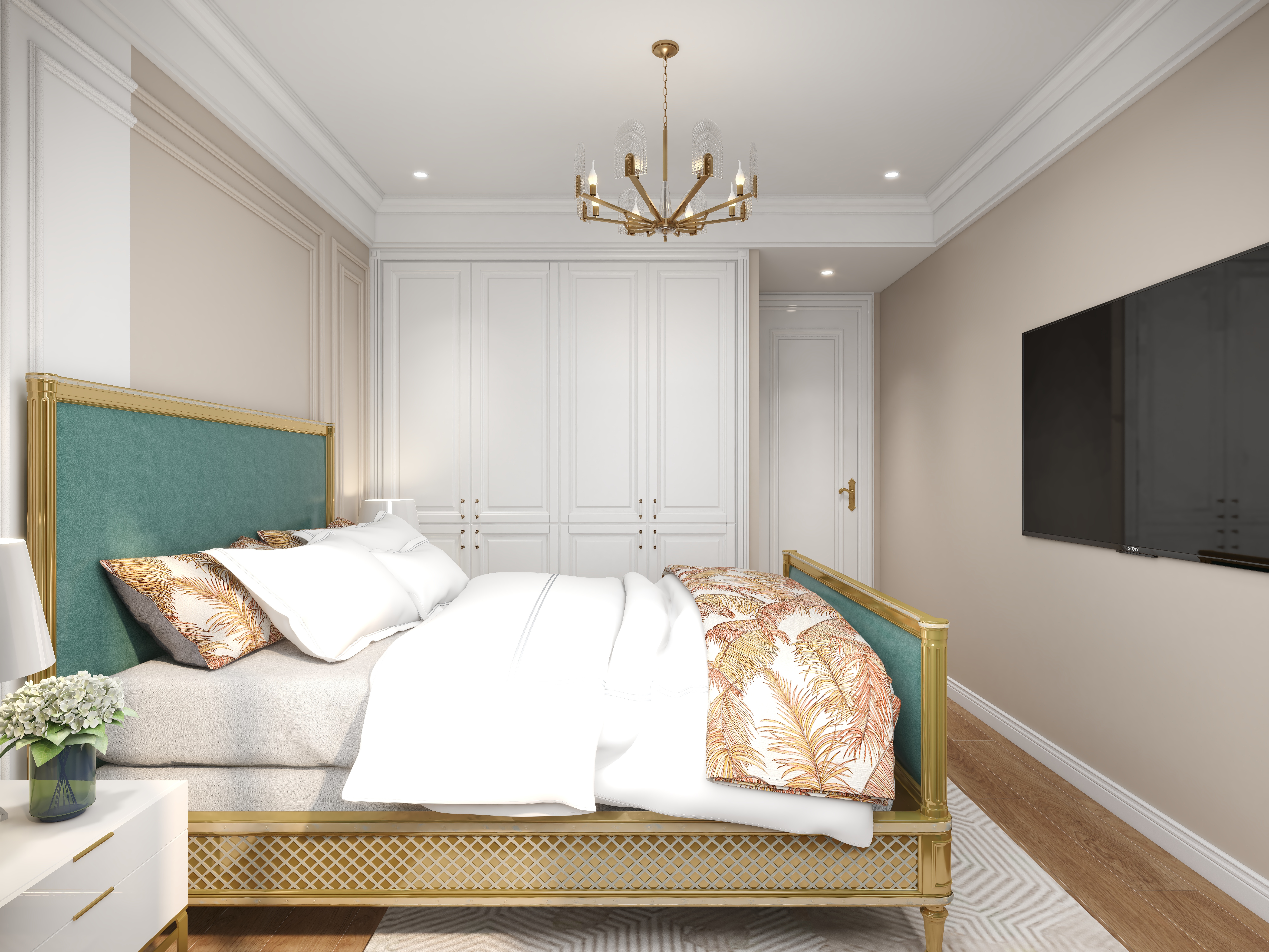 陈辉-内蒙-简美一层卧室装修效果图第2张