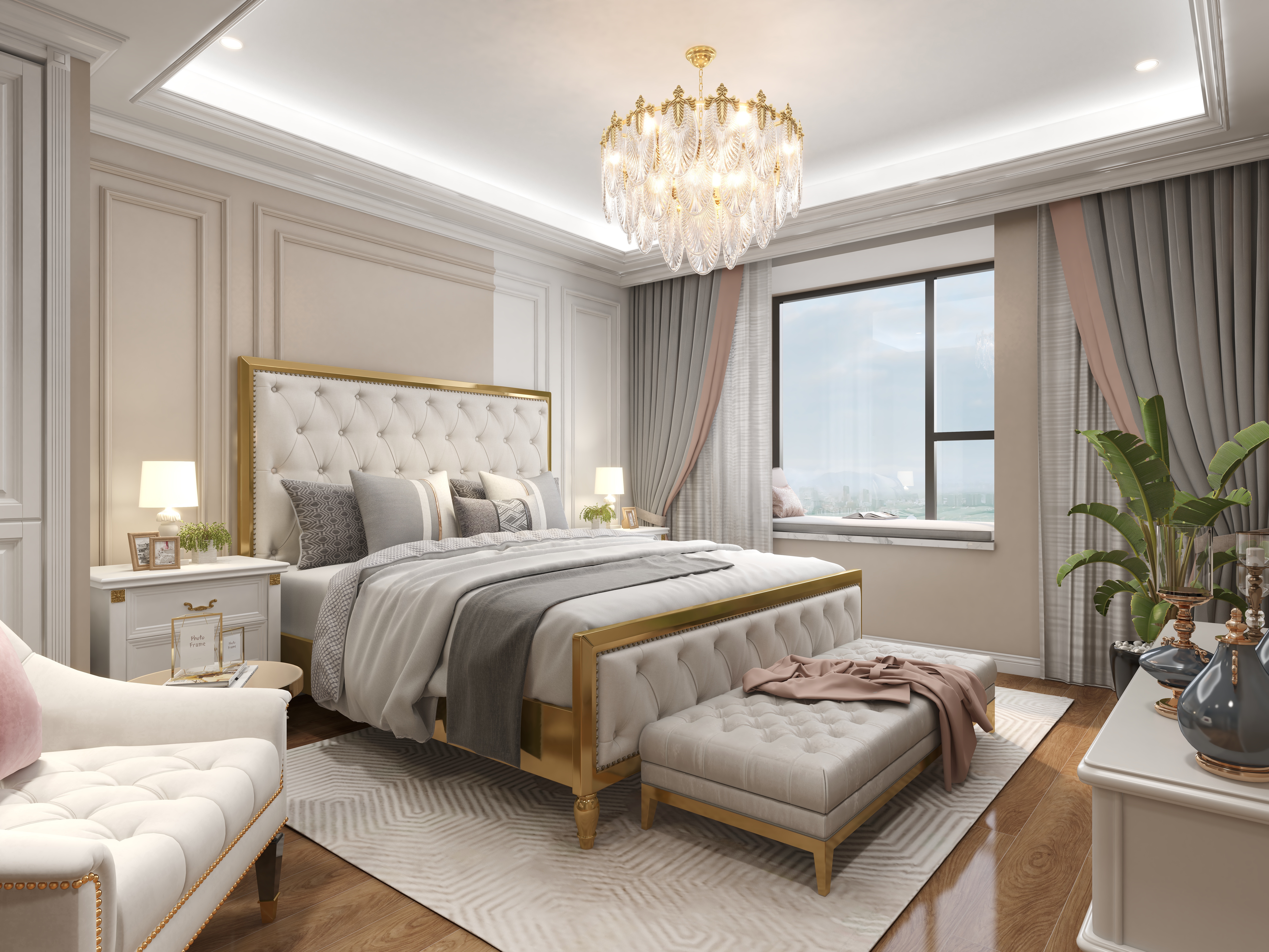 陈辉-内蒙-简美一层主卧装修效果图第3张